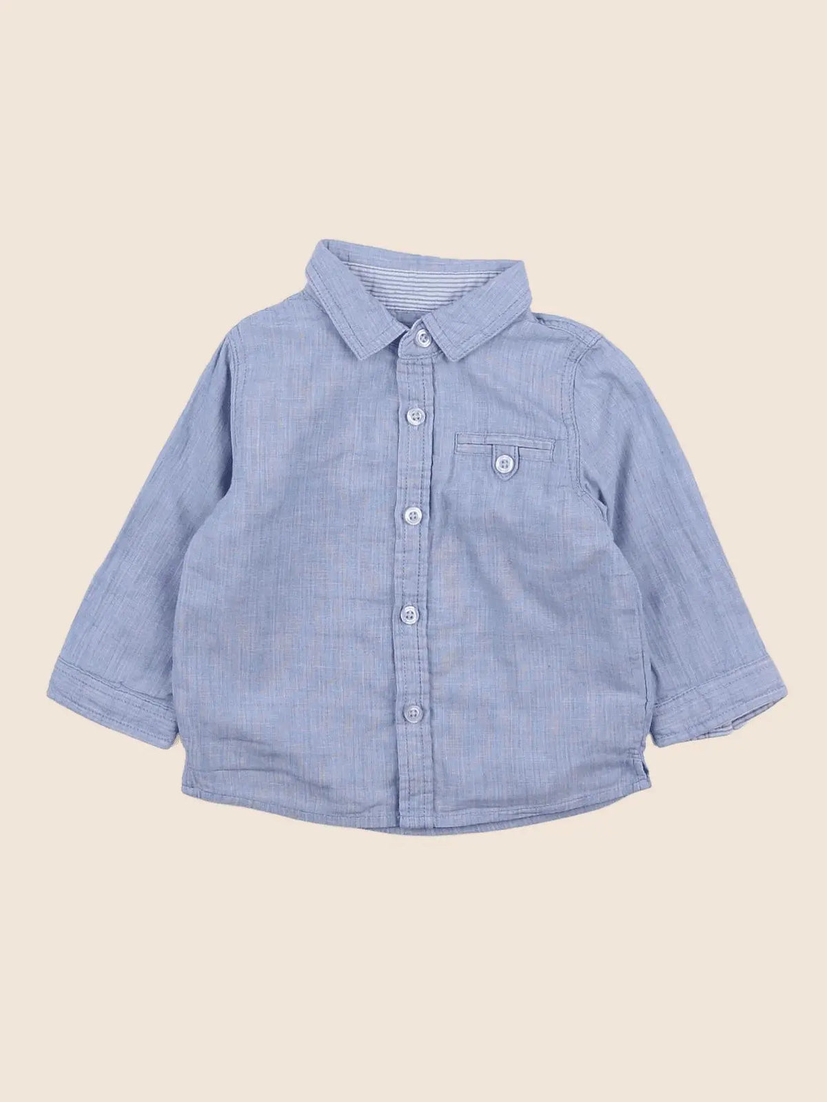Vertbaudet - chemise bleu - 9 mois