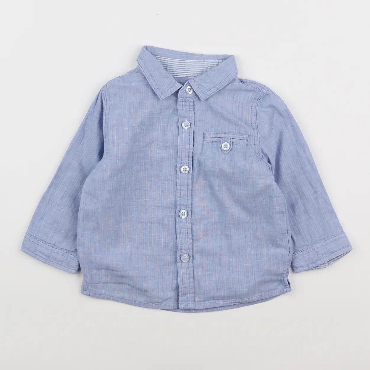 Vertbaudet - chemise bleu - 9 mois