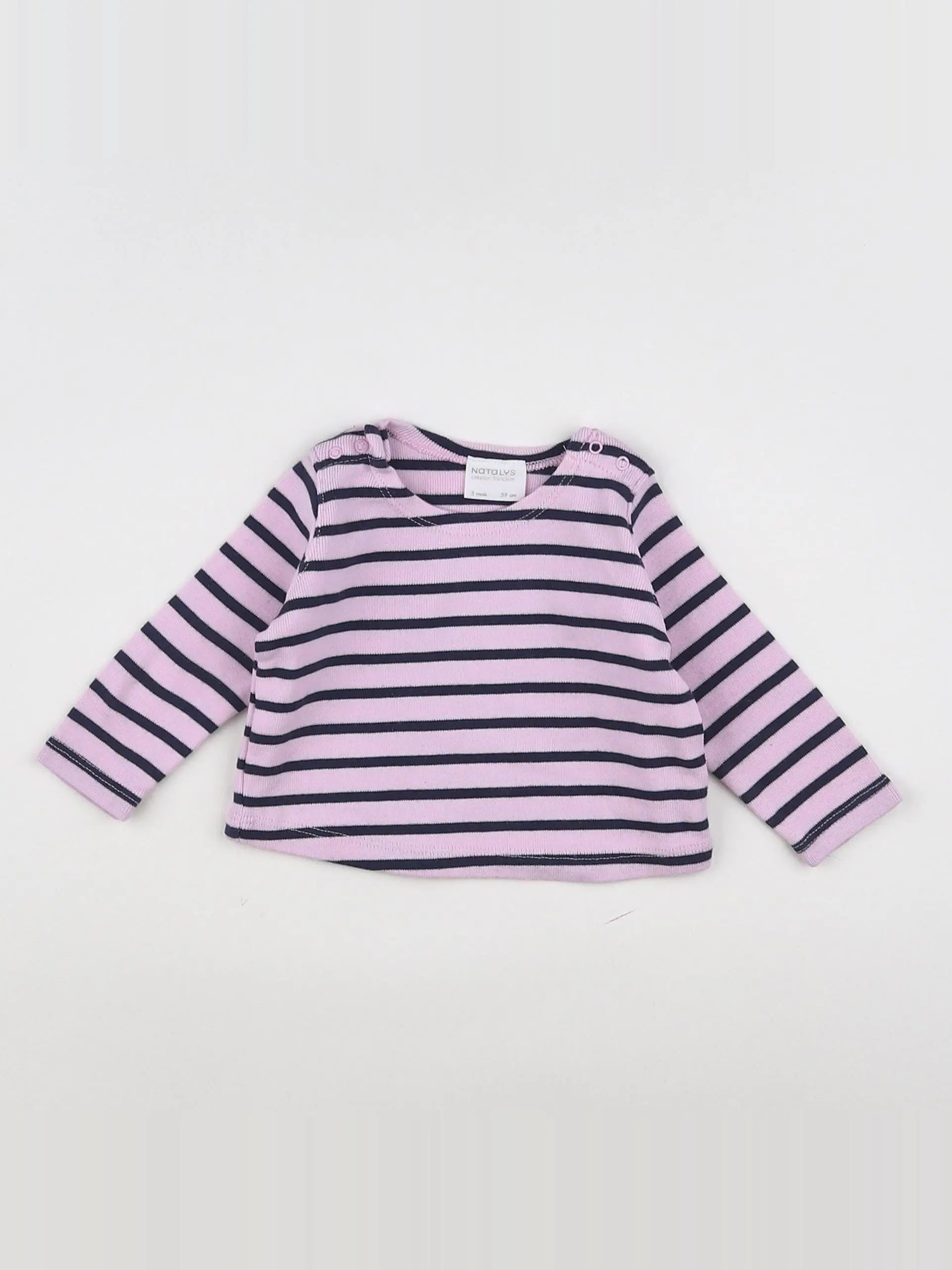 Natalys - tee-shirt bleu, rose - 3 mois