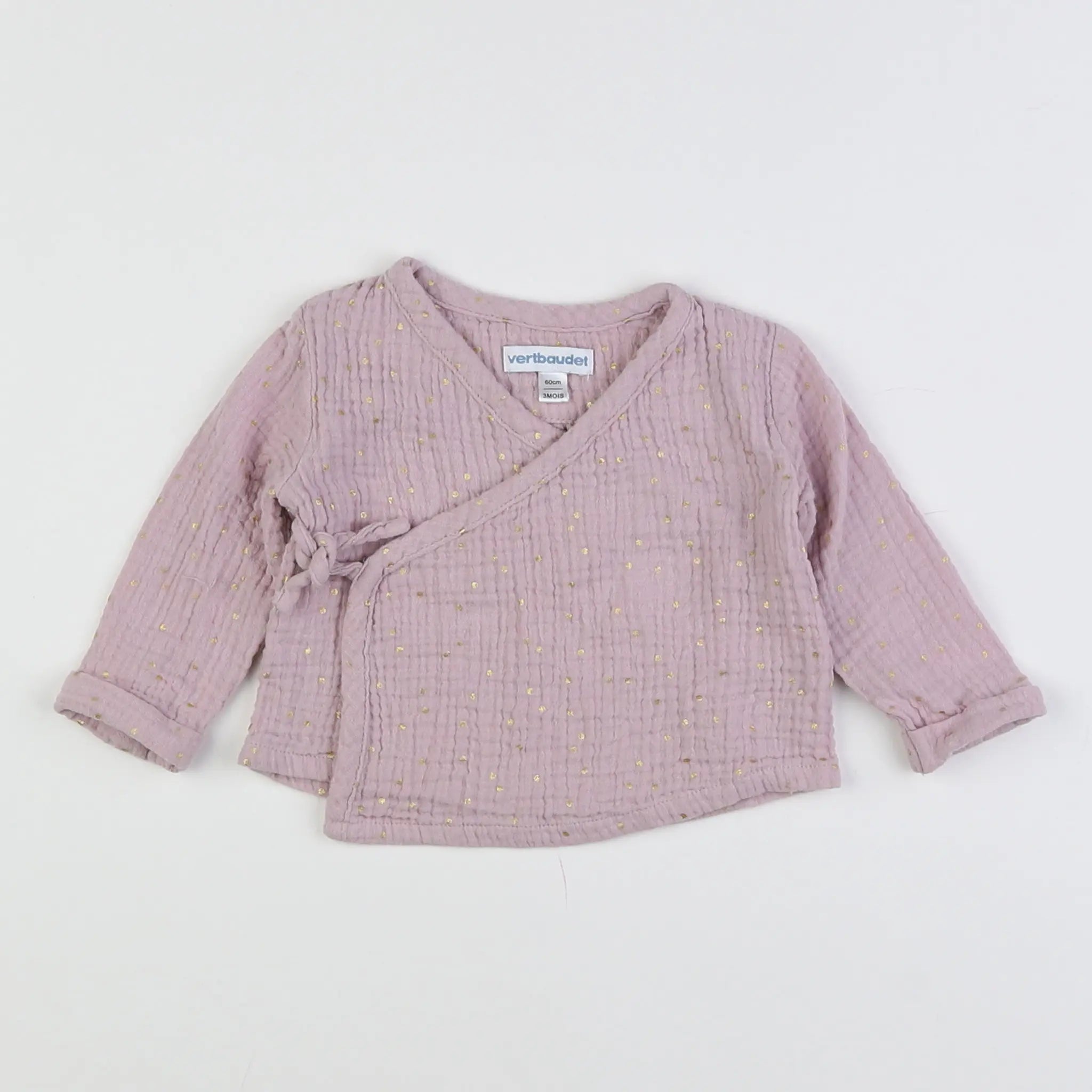 Vertbaudet - blouse violet, or - 3 mois