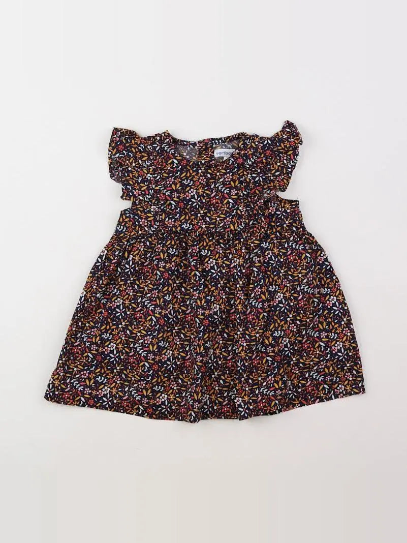 Vertbaudet - robe noir, orange, multicolore - 9 mois