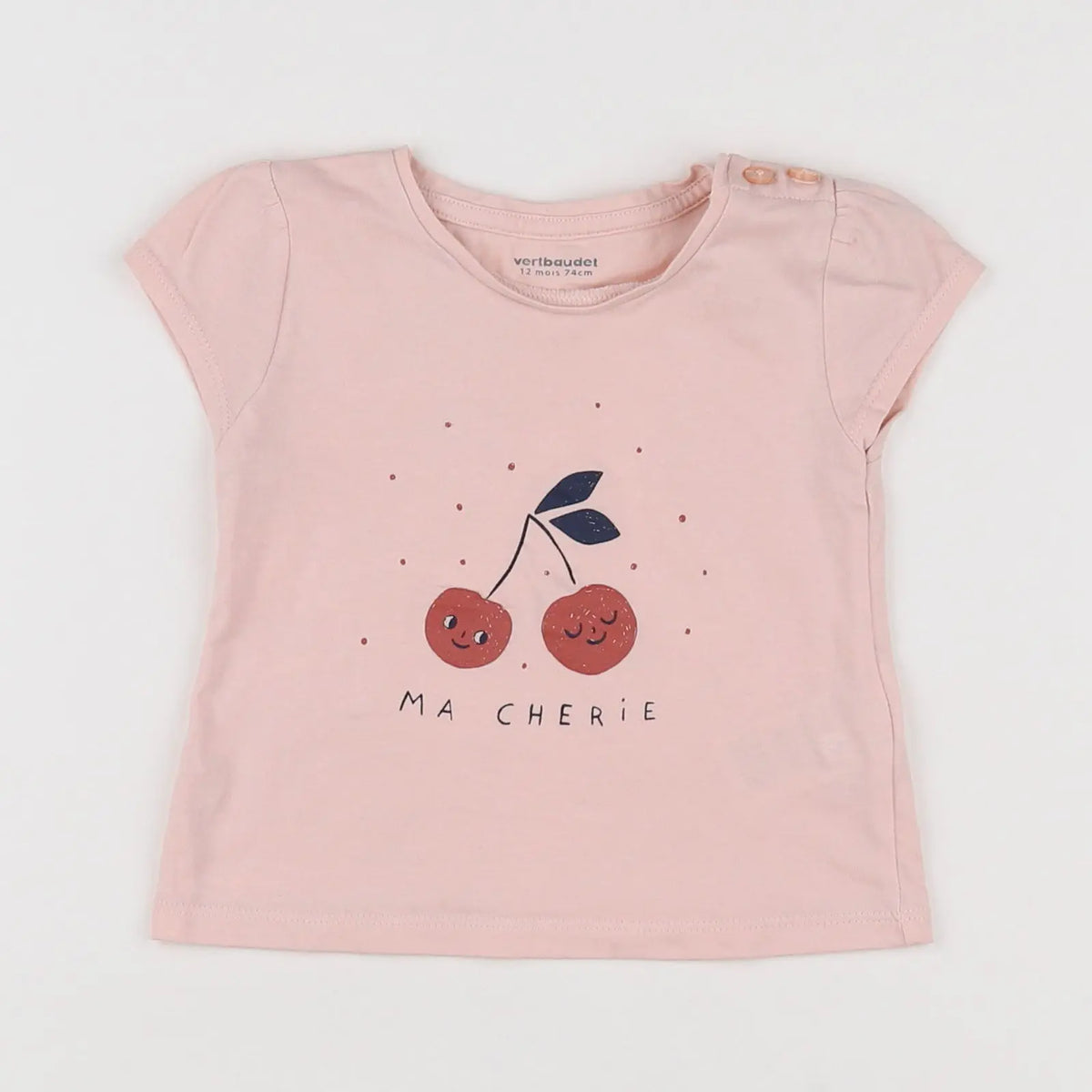 Vertbaudet - tee-shirt rose - 12 mois