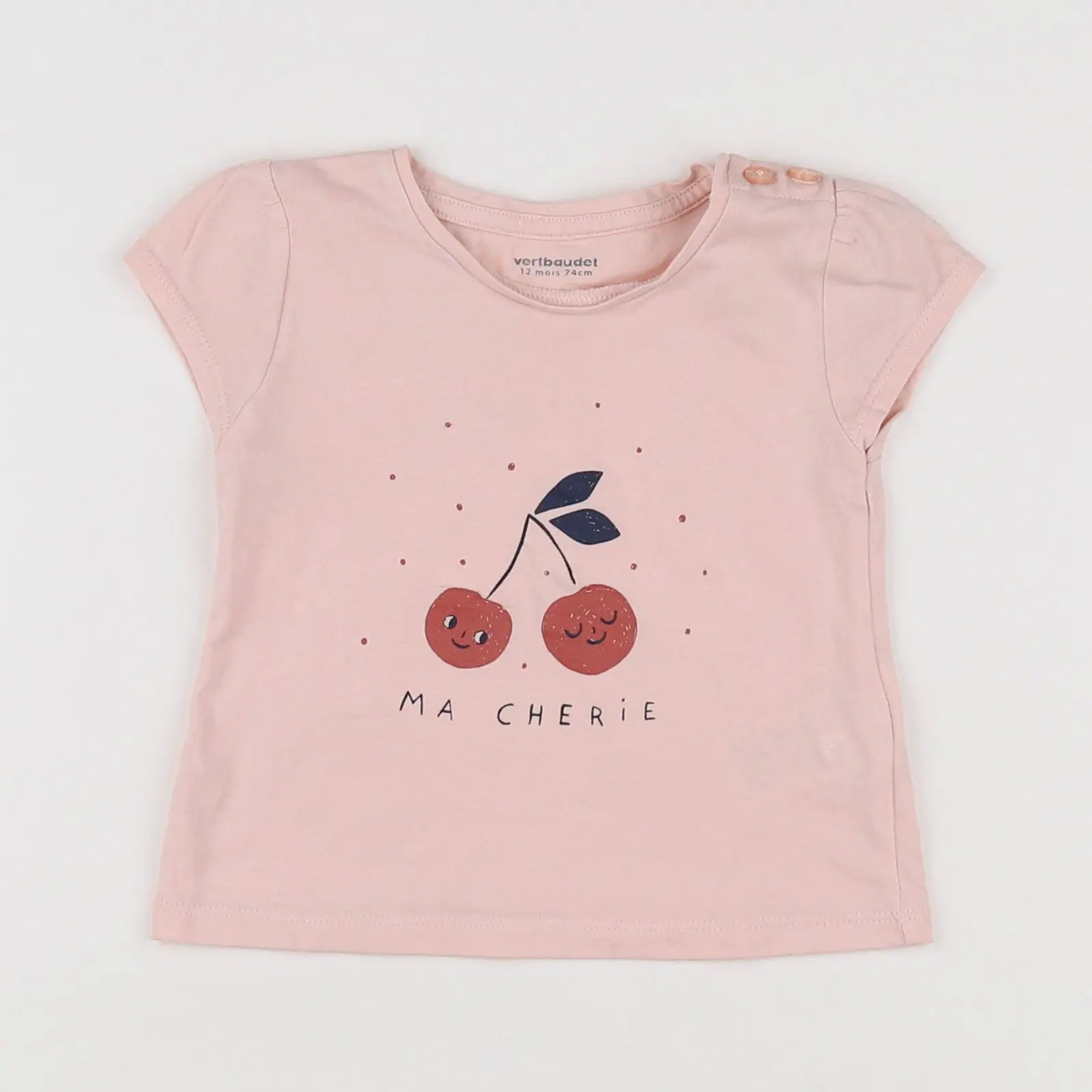 Vertbaudet - tee-shirt rose - 12 mois