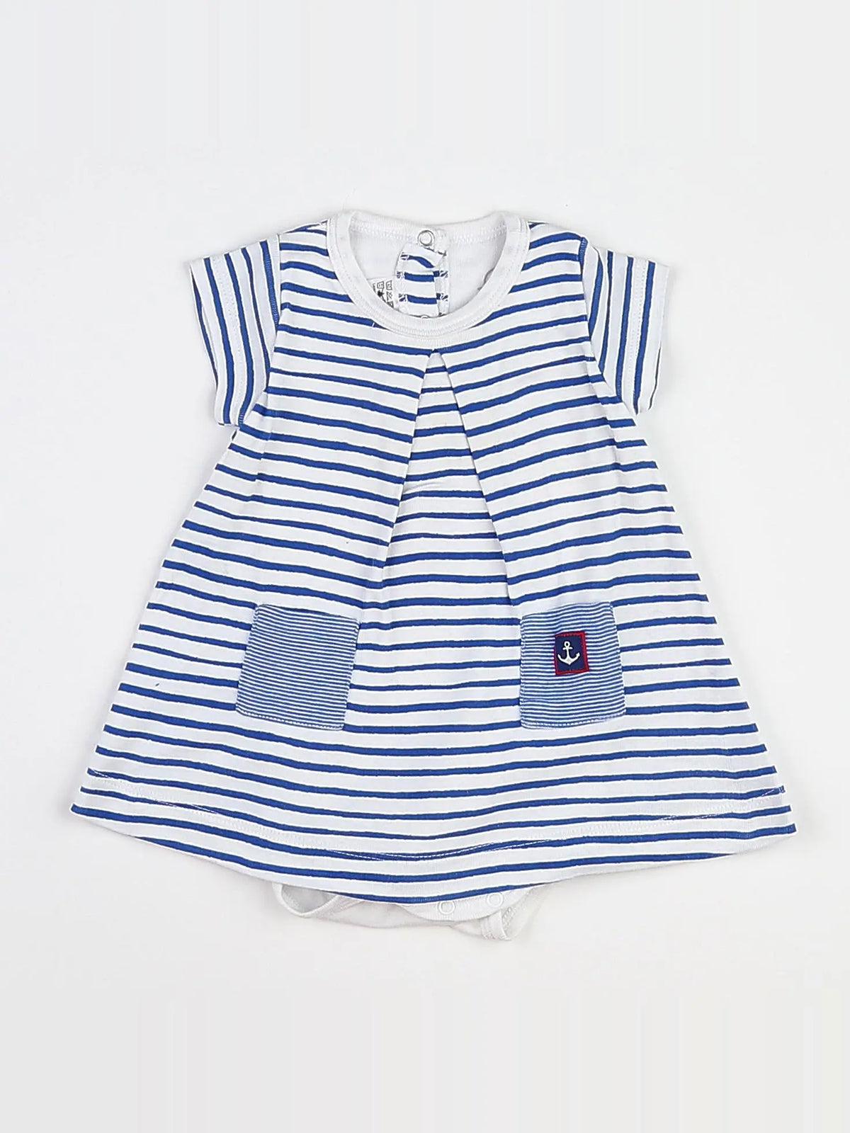 Petit Bateau - body vetement blanc, bleu - 3 mois