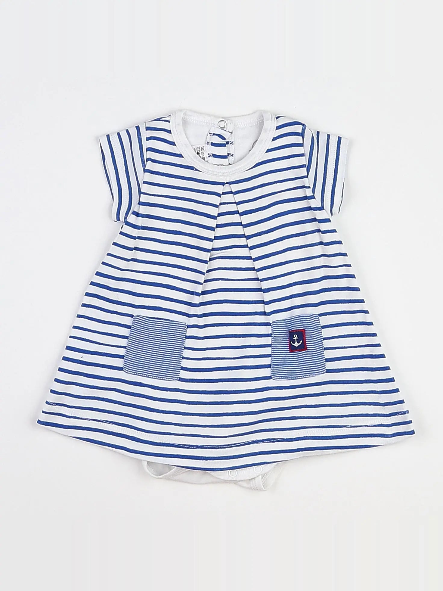 Petit Bateau - body vetement blanc, bleu - 3 mois