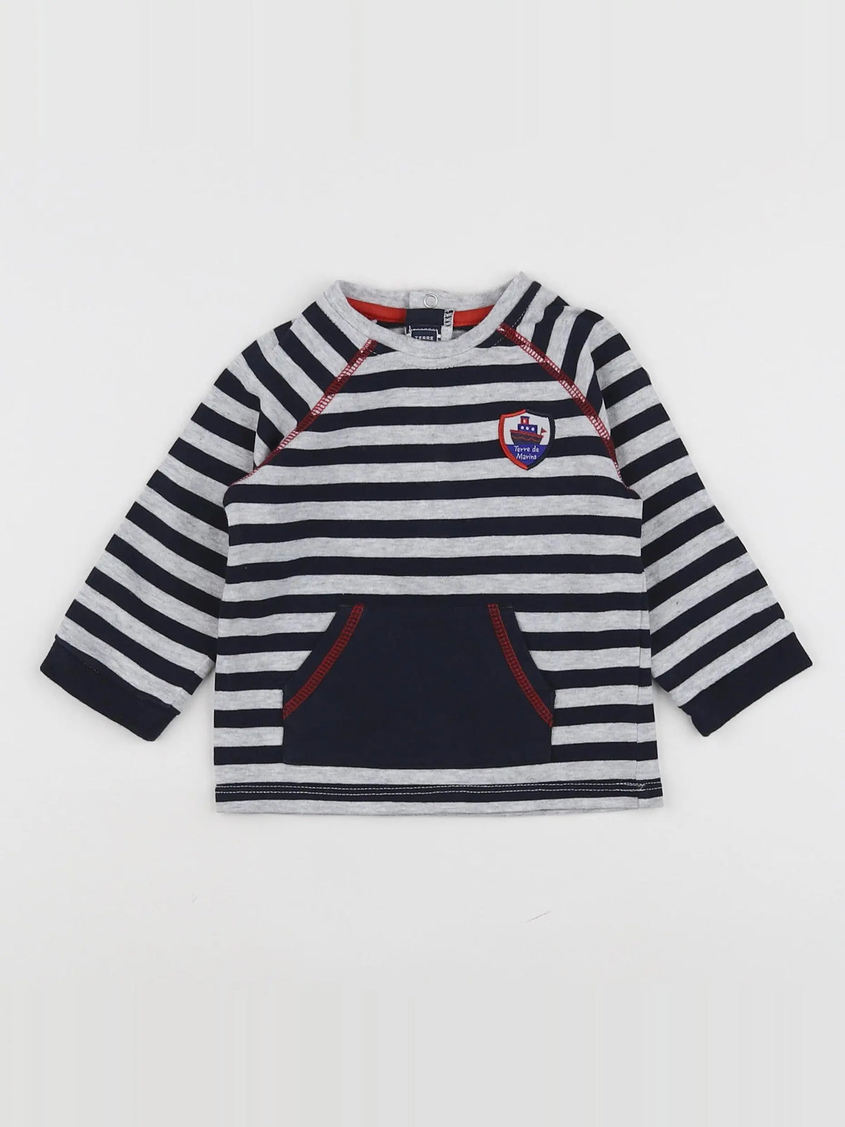 Terre de marins - tee-shirt gris, bleu - 12 mois