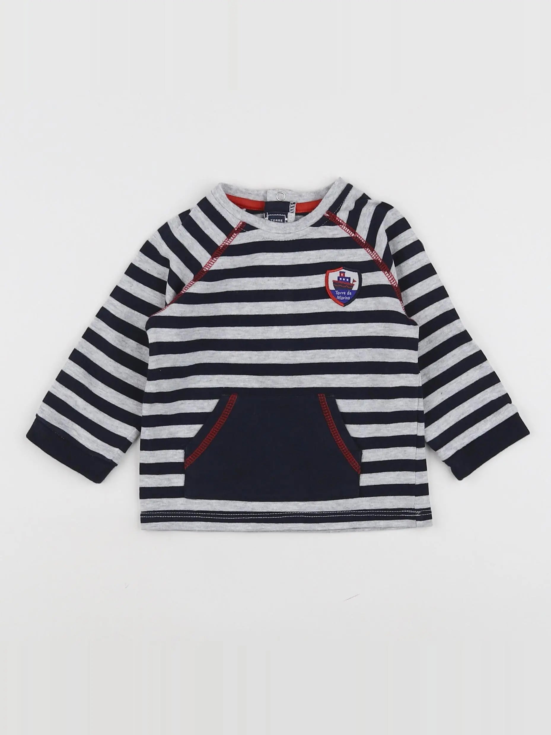 Terre de marins - tee-shirt gris, bleu - 12 mois