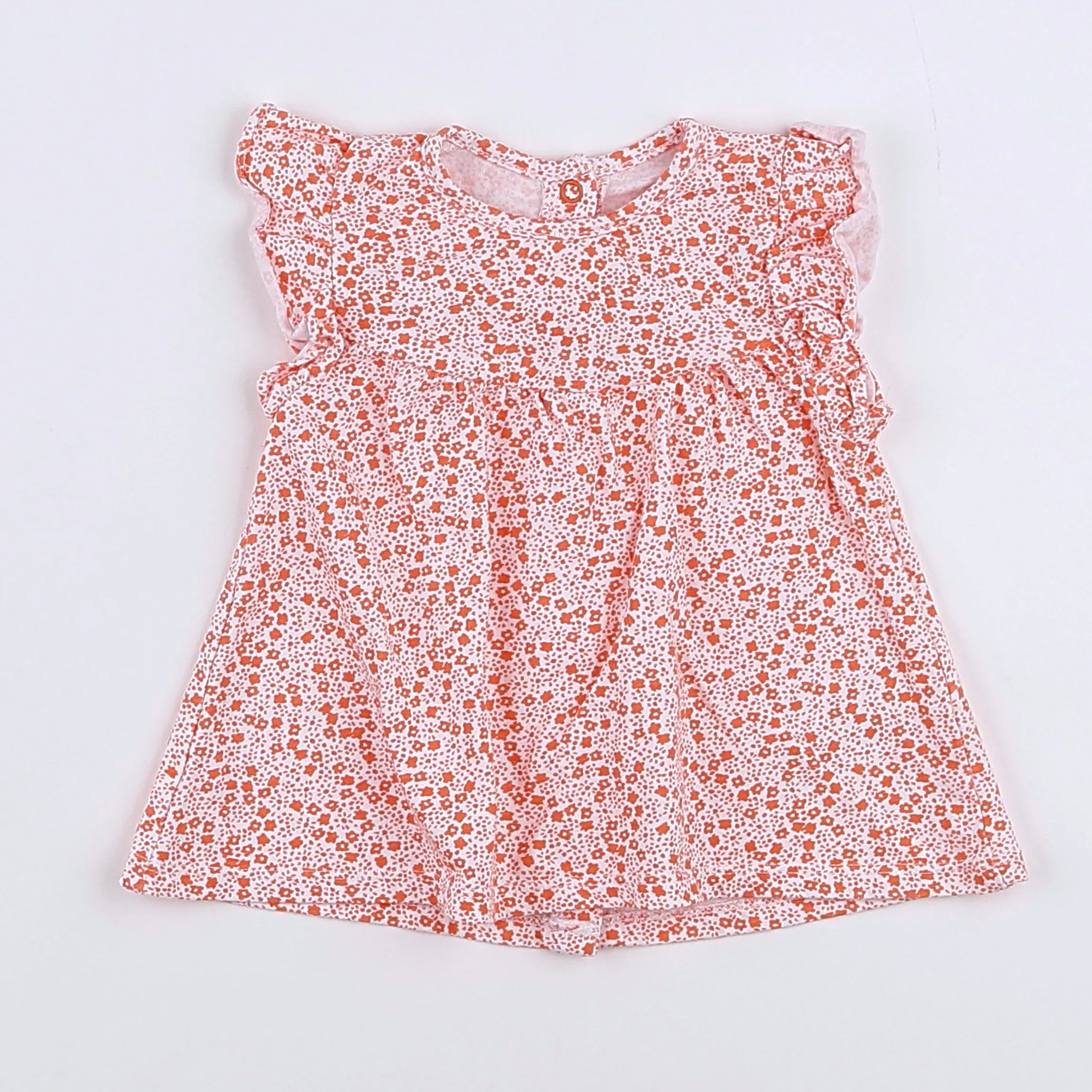 Vertbaudet - robe blanc, orange - 9 mois