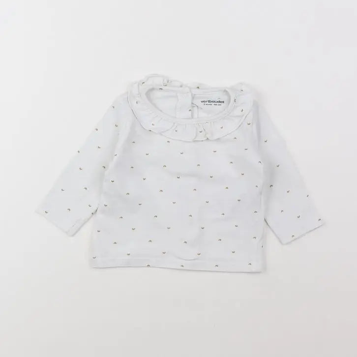Vertbaudet - tee-shirt blanc, or - 3 mois