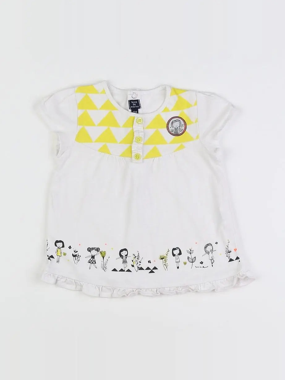 Terre de marins - tee-shirt blanc, jaune - 12 mois
