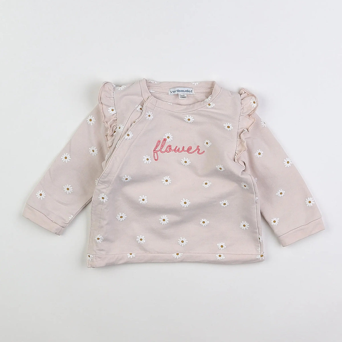 Vertbaudet - sweat rose - 12 mois