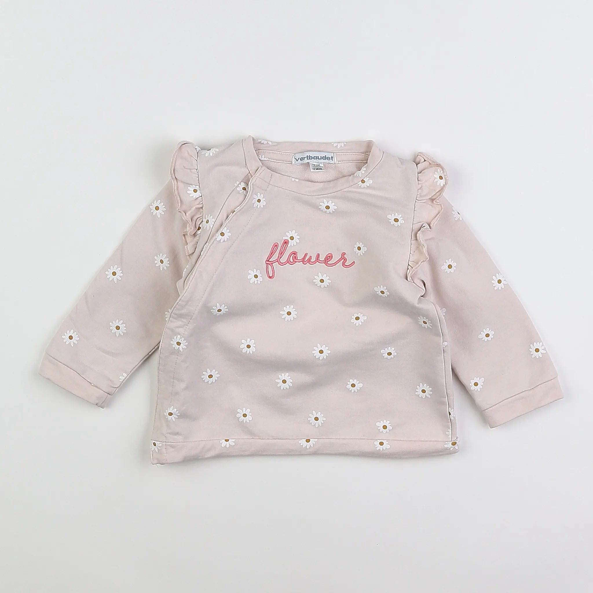 Vertbaudet - sweat rose - 12 mois
