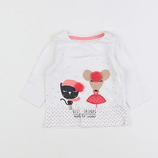 Vertbaudet - tee-shirt blanc, multicolore - 3 mois