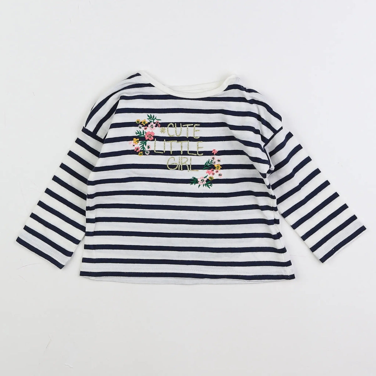 Vertbaudet - tee-shirt blanc, bleu - 3 mois