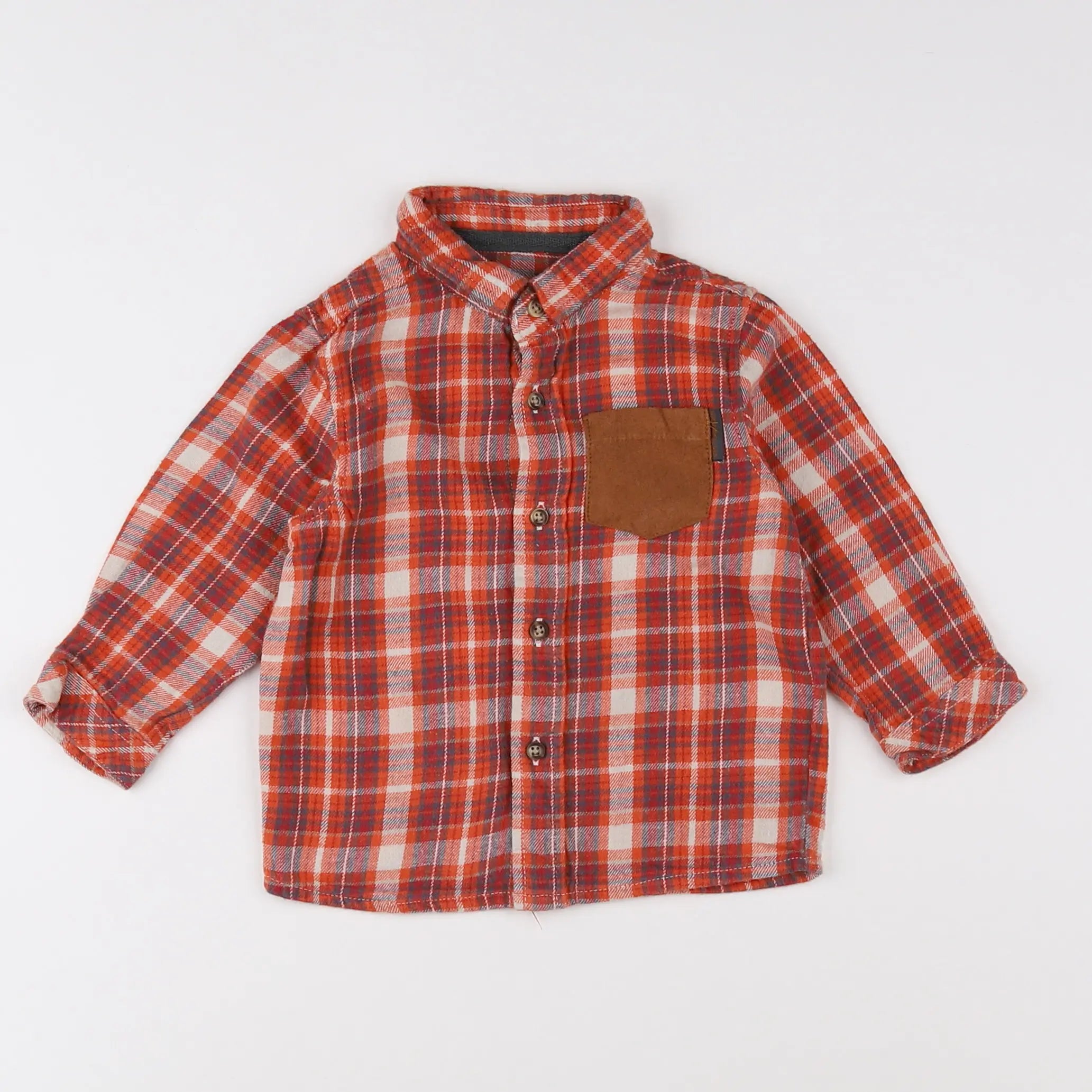 Vertbaudet - chemise orange - 9 mois