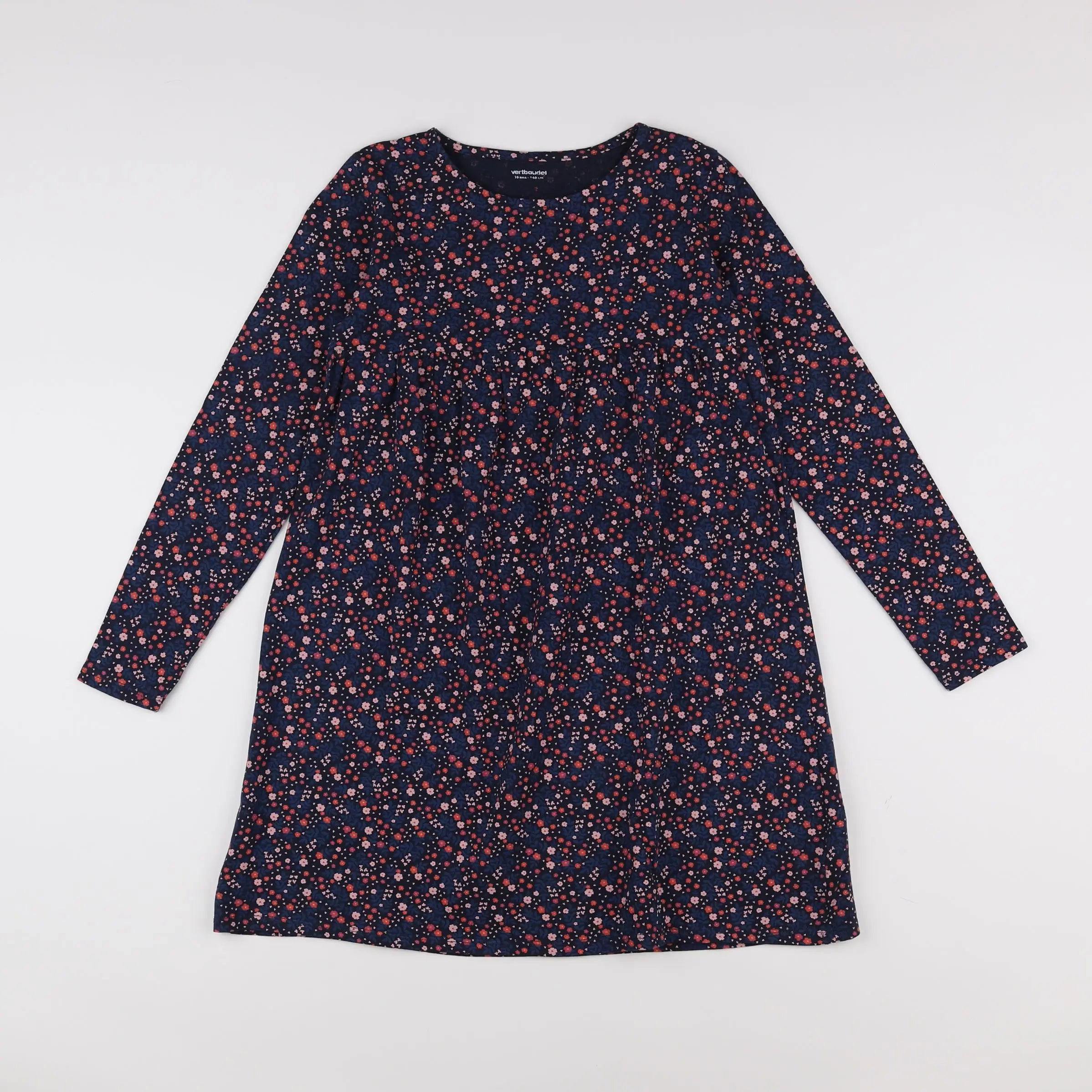 Vertbaudet - robe bleu, multicolore - 10 ans