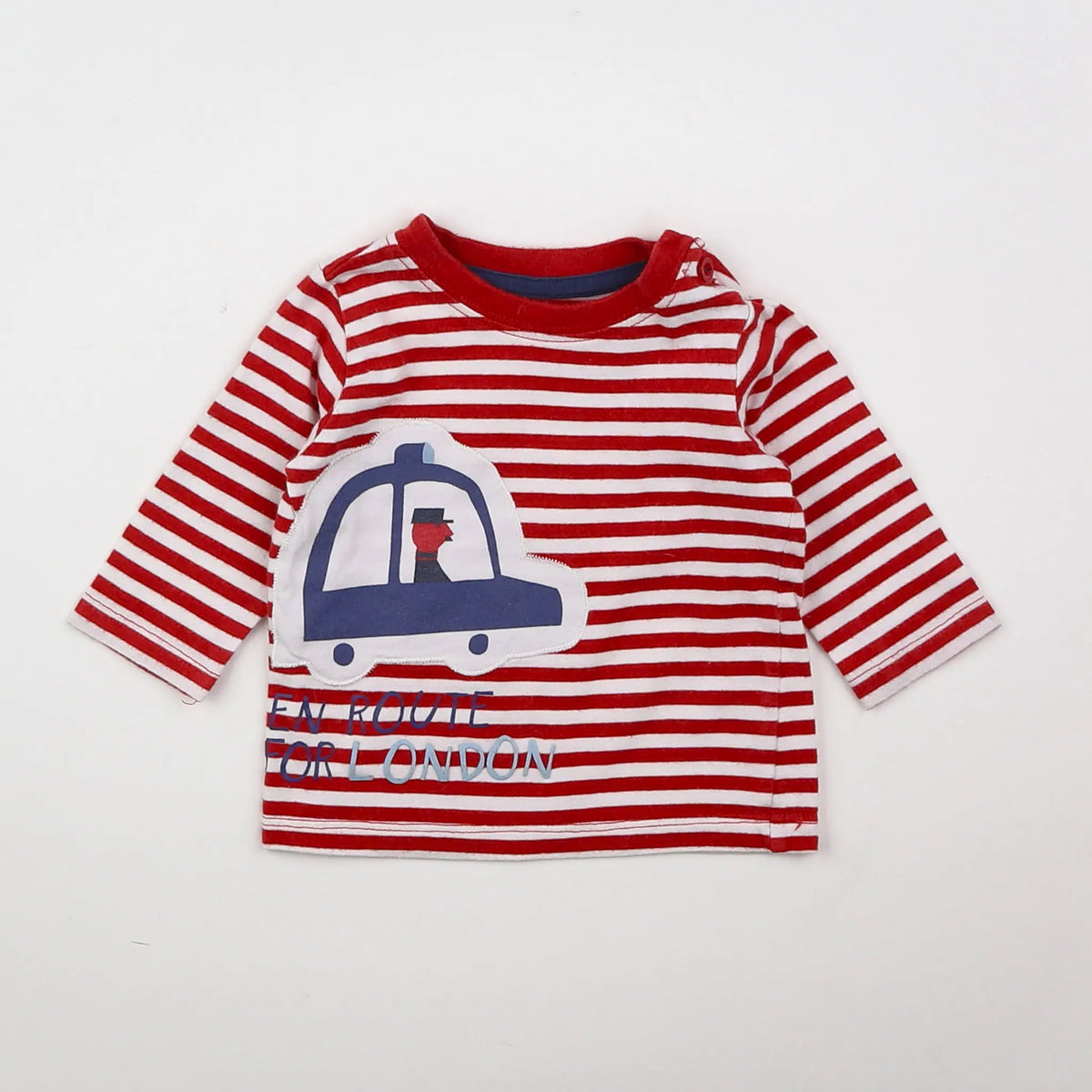 Vertbaudet - tee-shirt rouge, blanc - 3 mois