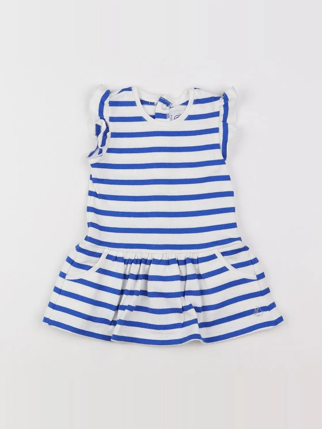 Petit Bateau - robe blanc, bleu - 3 mois