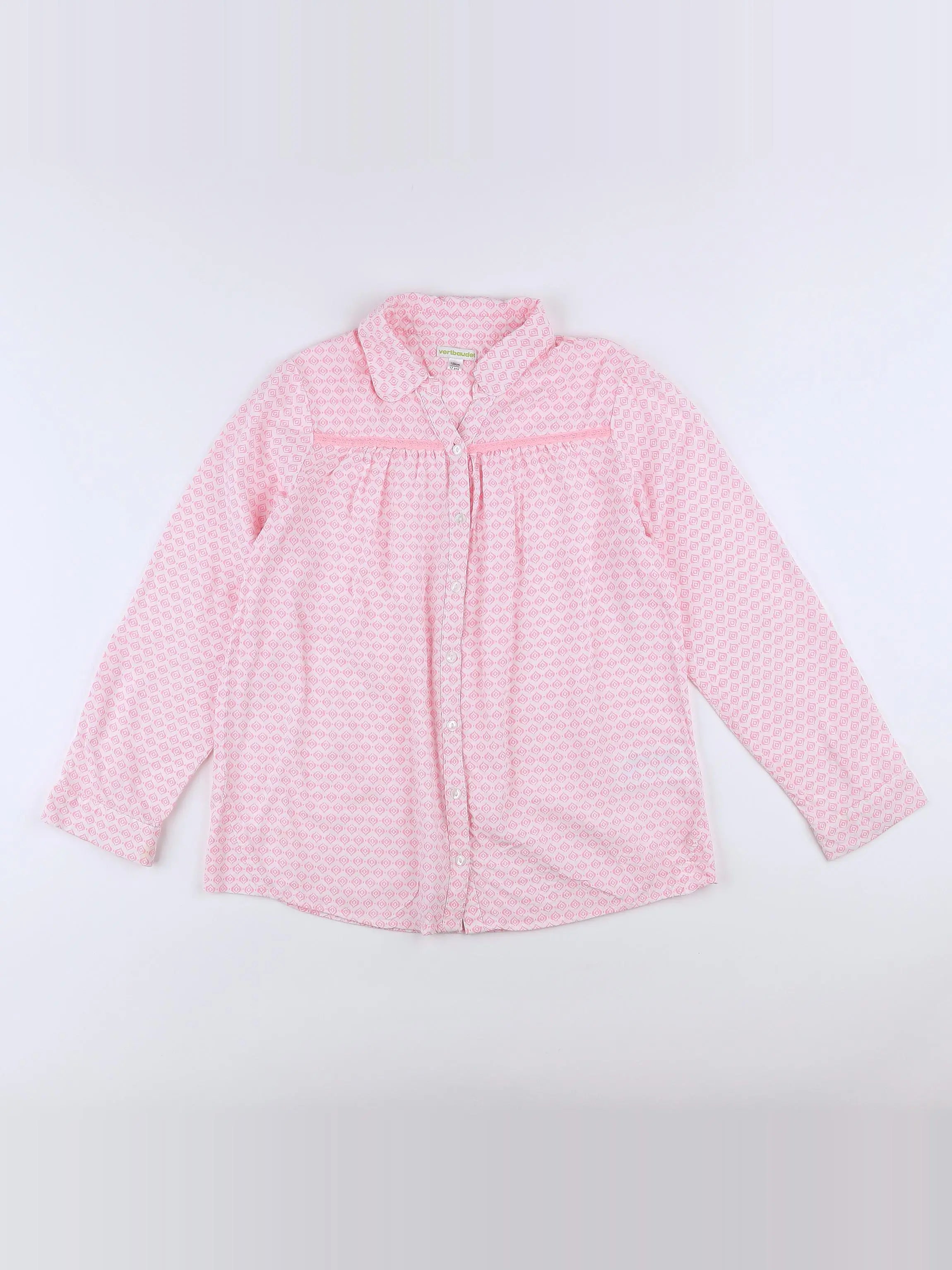 Vertbaudet - blouse rose, blanc - 12 ans