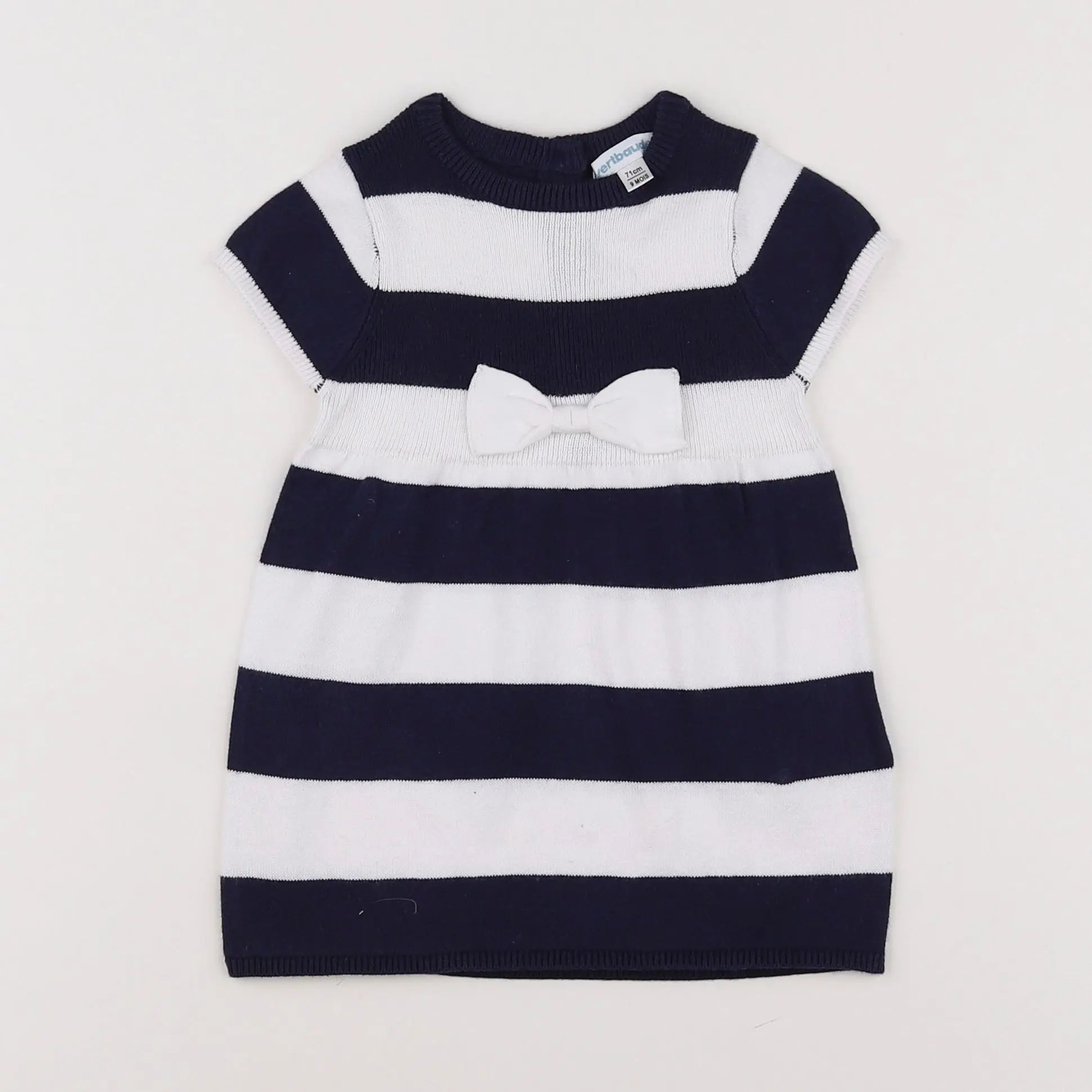 Vertbaudet - robe blanc, bleu - 9 mois