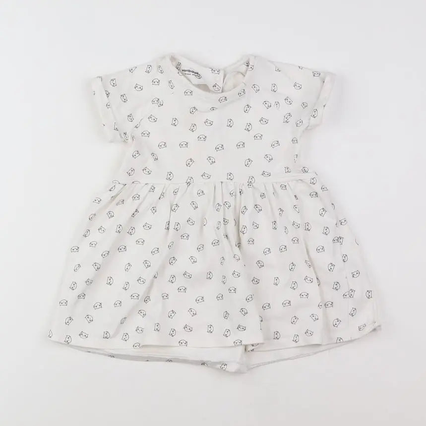 Vertbaudet - robe blanc, gris - 18 mois