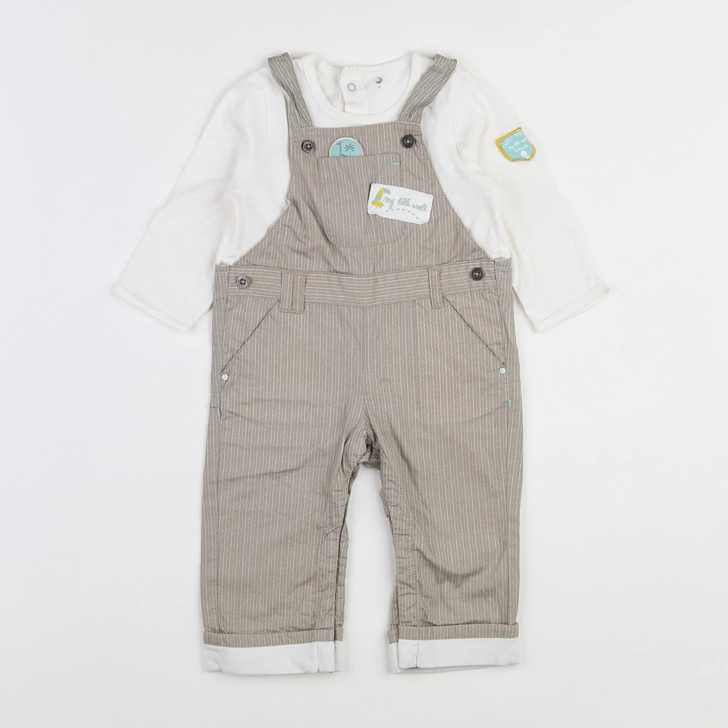Vertbaudet - combinaison blanc, beige - 12 mois