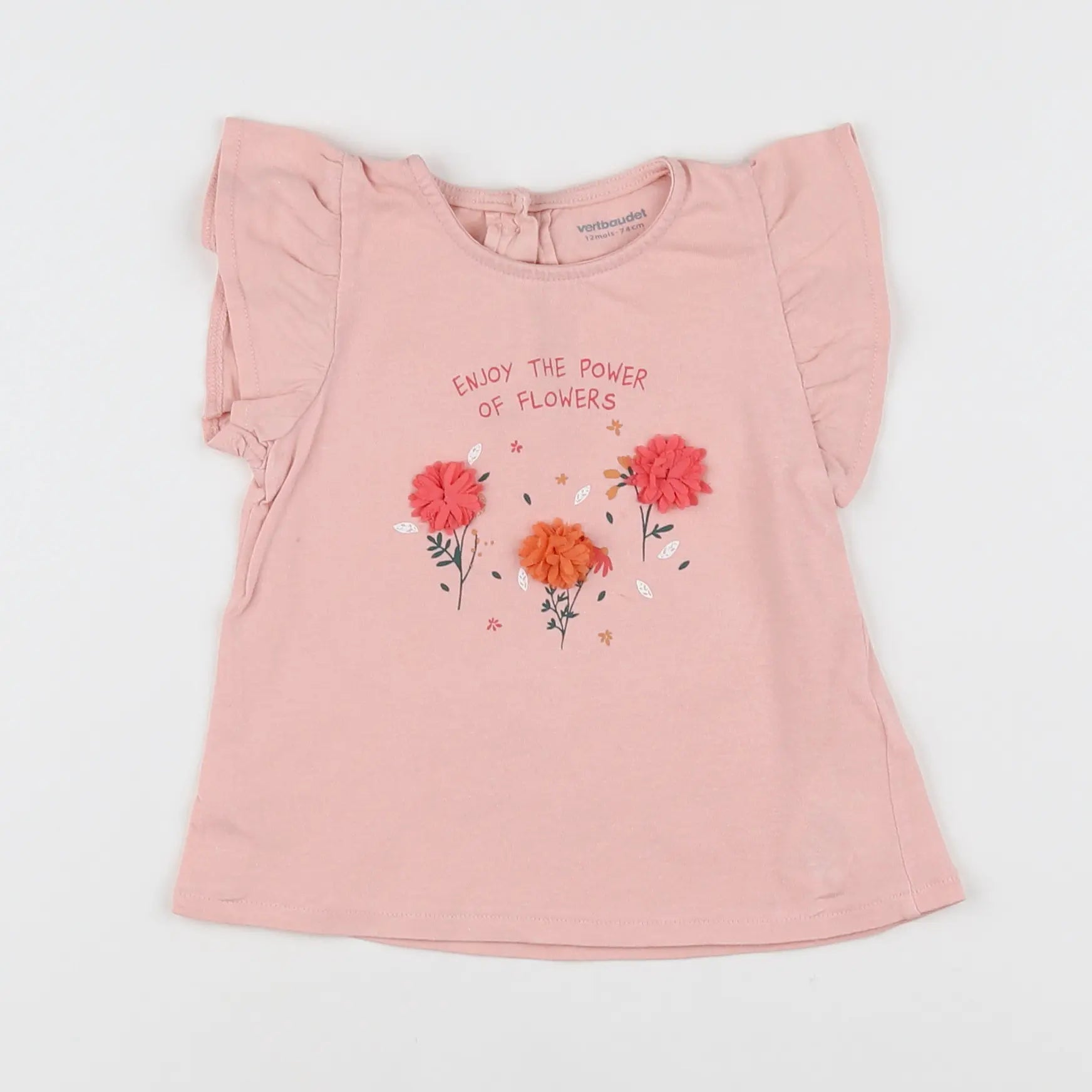 Vertbaudet - tee-shirt rose - 12 mois