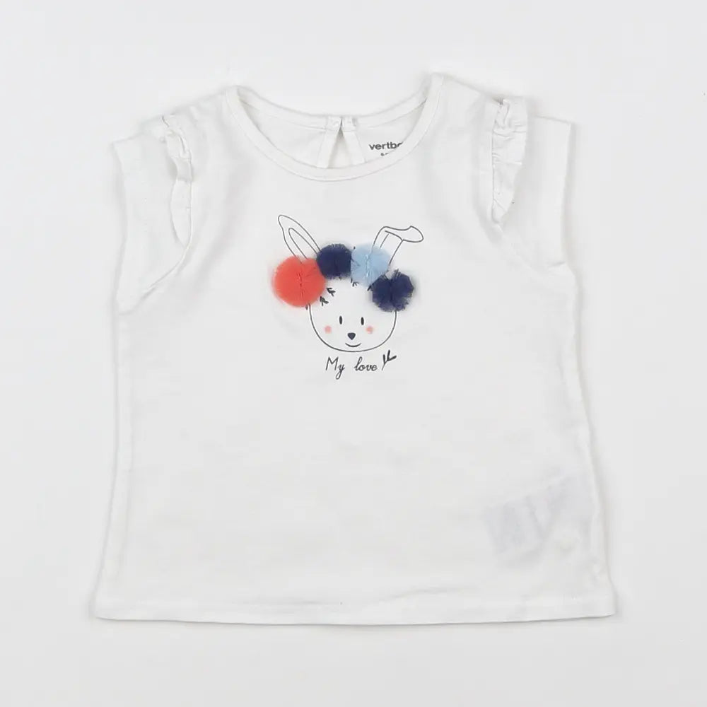 Vertbaudet - tee-shirt blanc - 6 mois