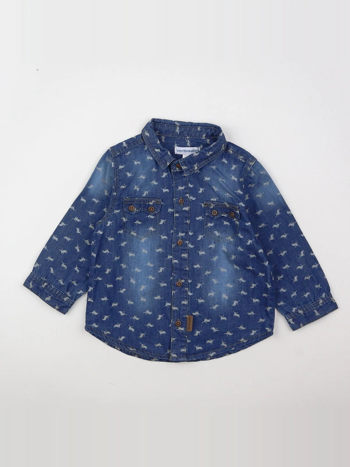 Vertbaudet - chemise gris - 12 mois