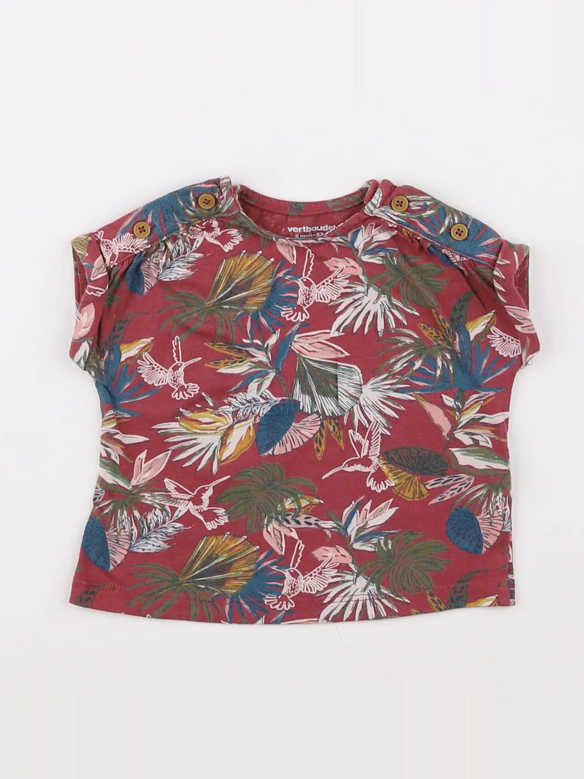 Vertbaudet - tee-shirt rouge - 6 mois