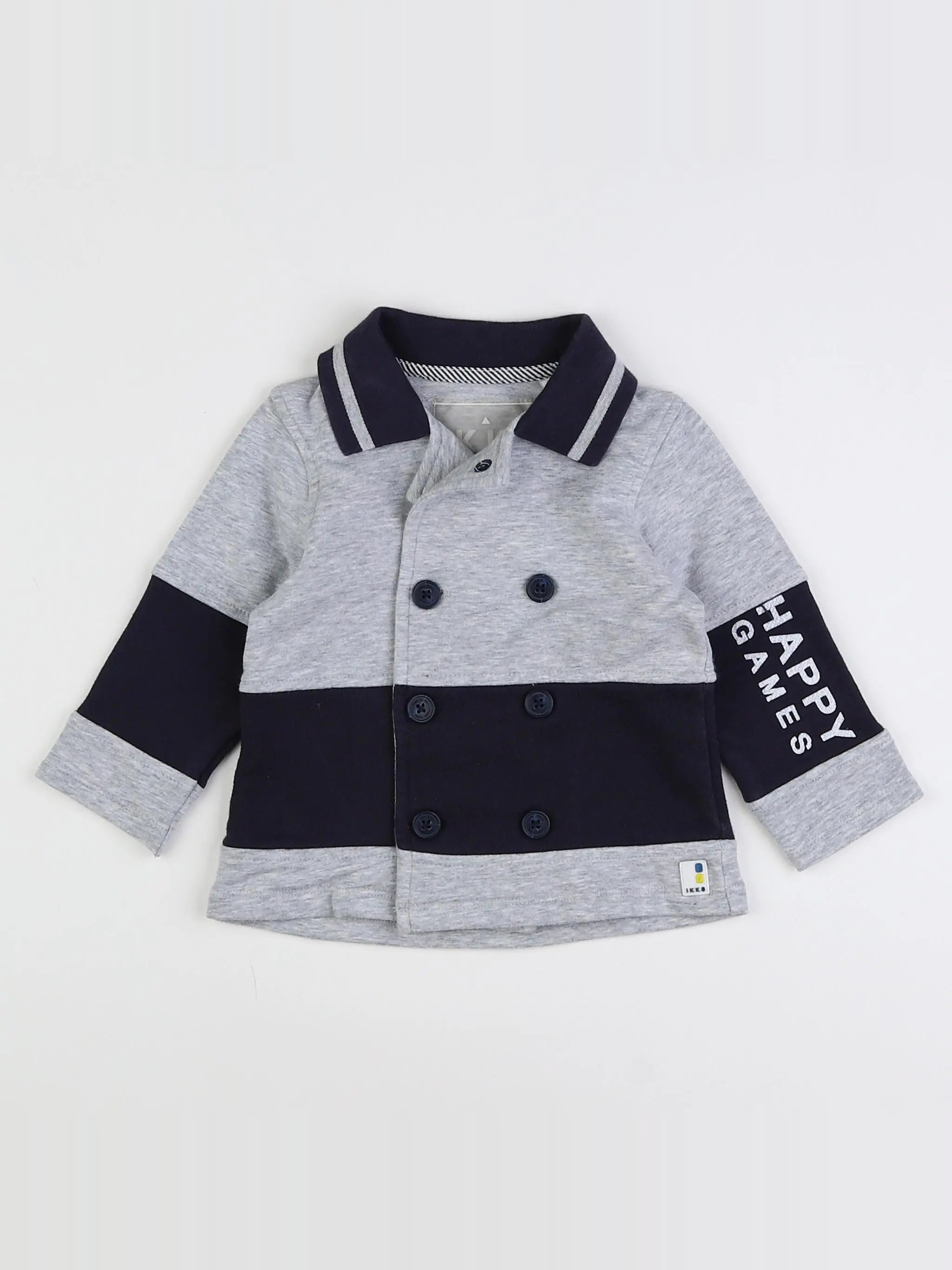 IKKS - sweat gris, bleu - 12 mois
