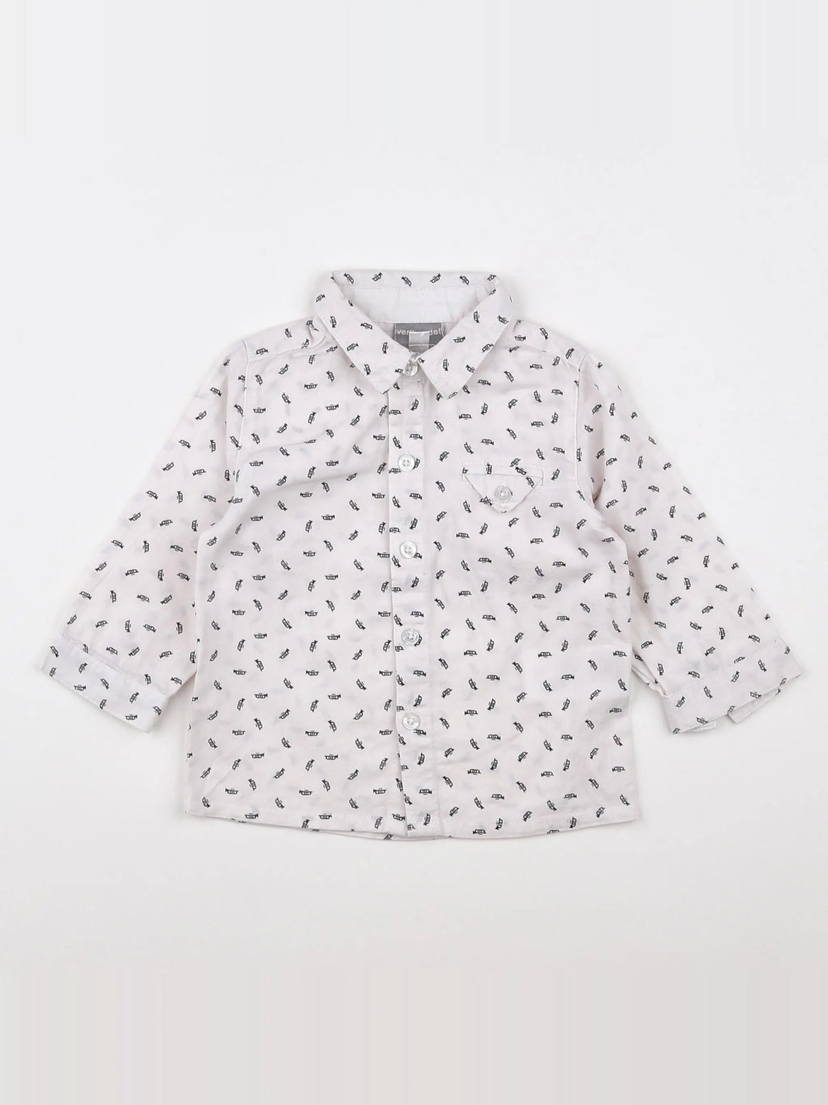 Vertbaudet - chemise blanc, noir - 9 mois