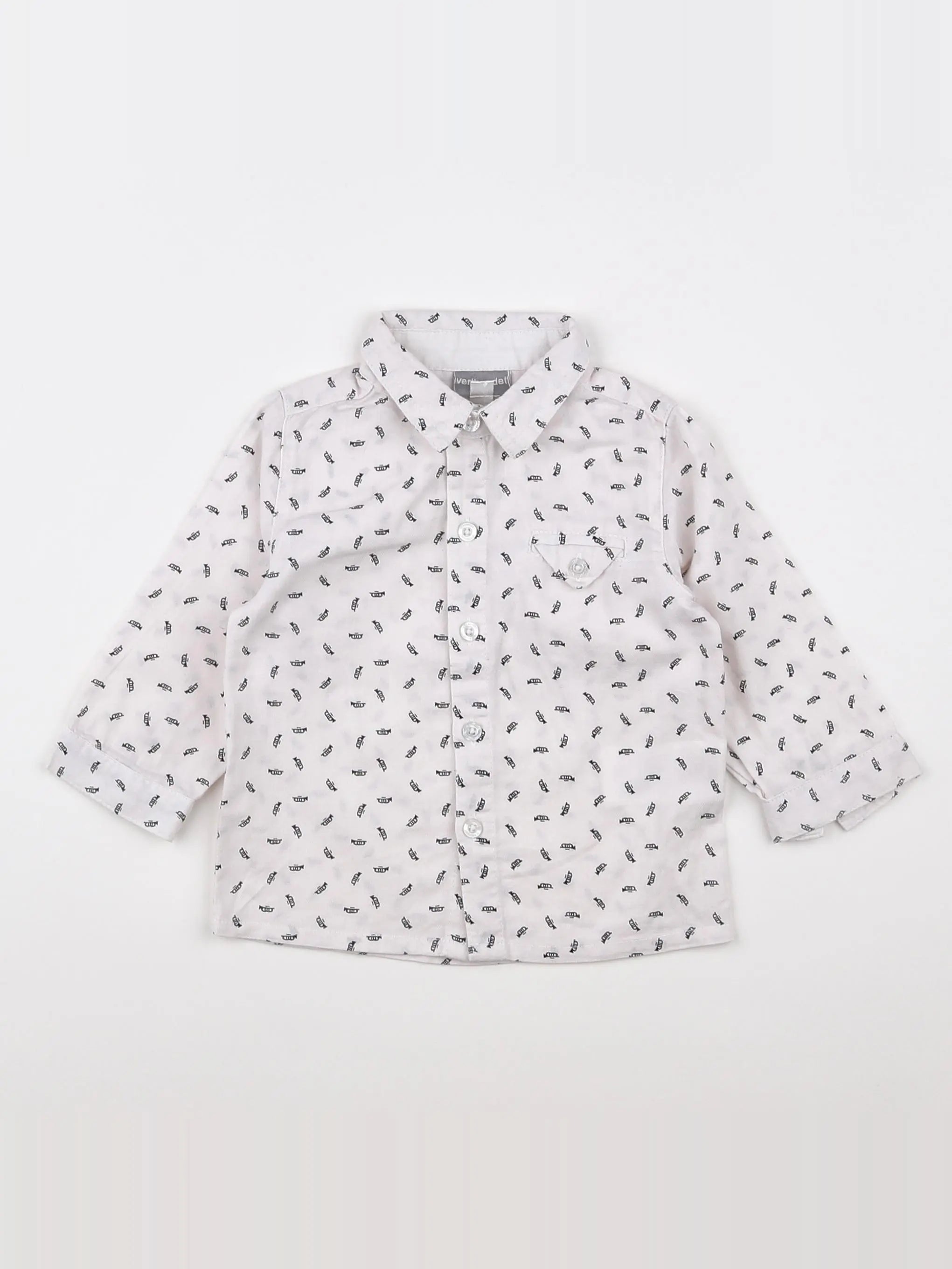 Vertbaudet - chemise blanc, noir - 9 mois
