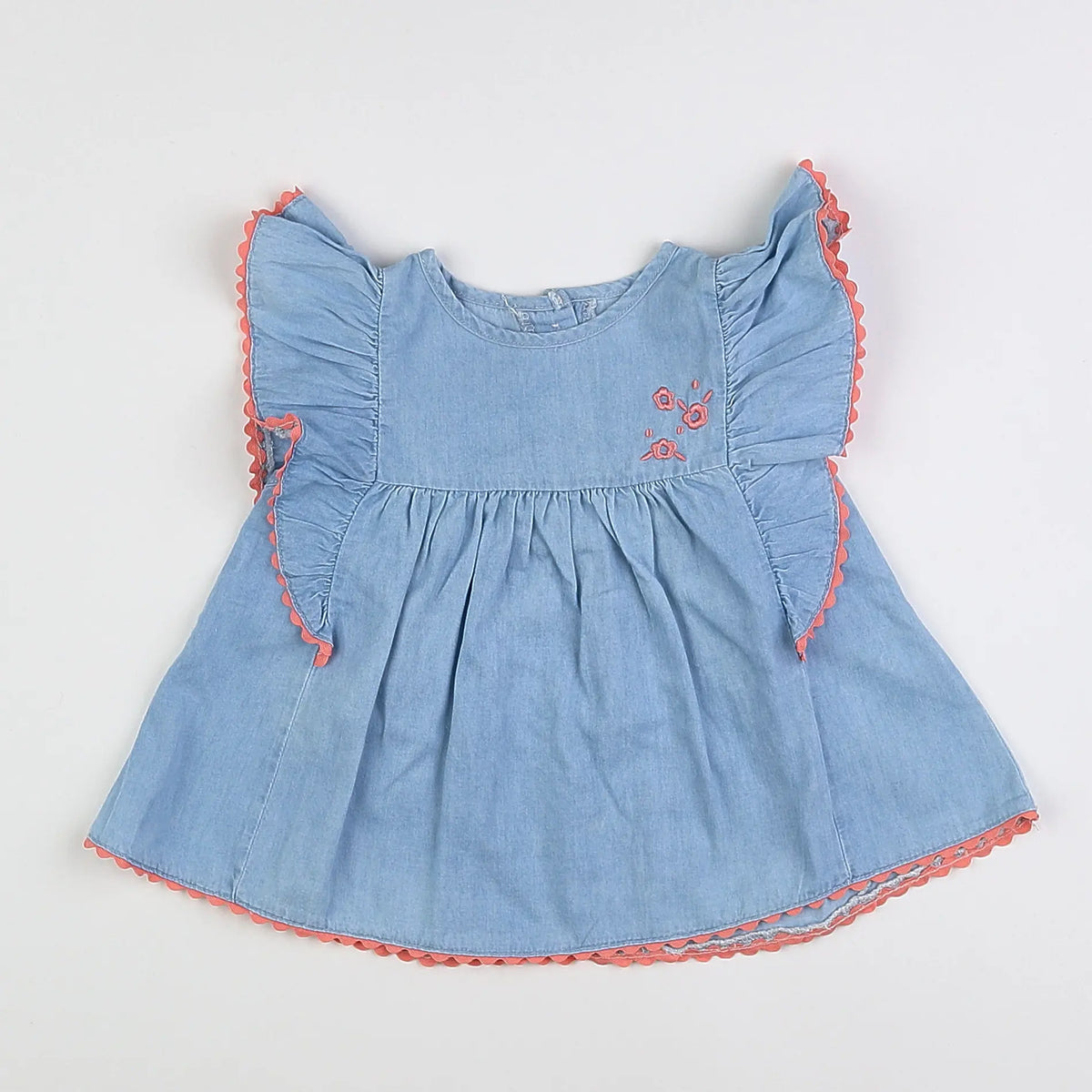 Vertbaudet - robe bleu, rose - 12 mois