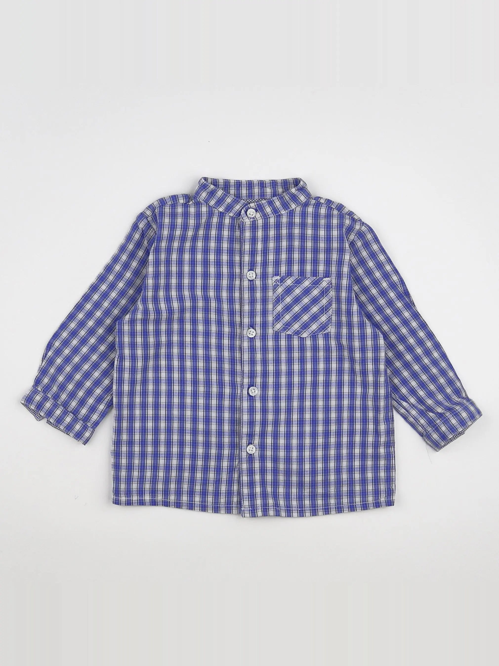 Boutchou - chemise bleu, blanc - 12 mois
