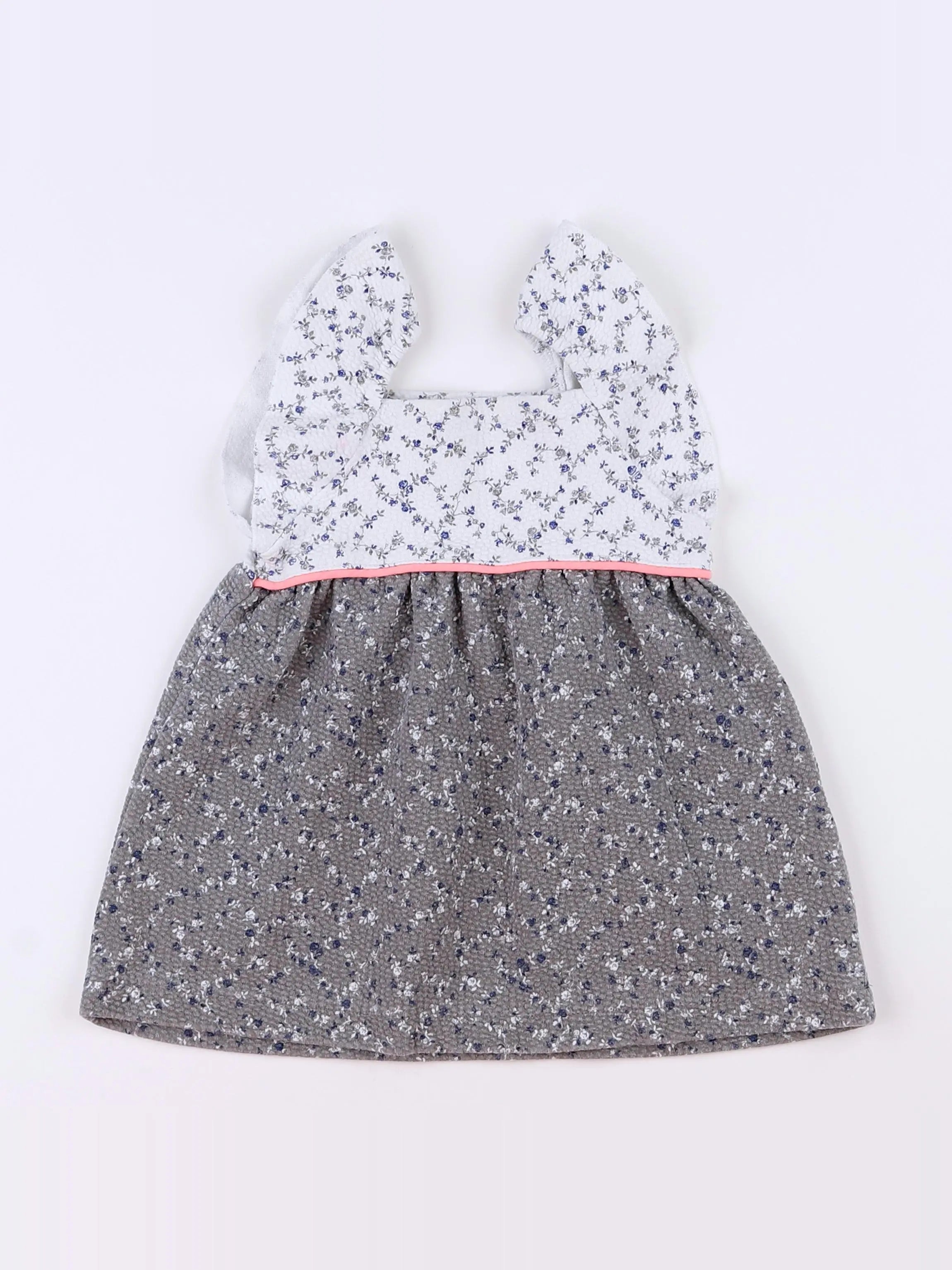 Zara - robe blanc, gris - 9/12 mois