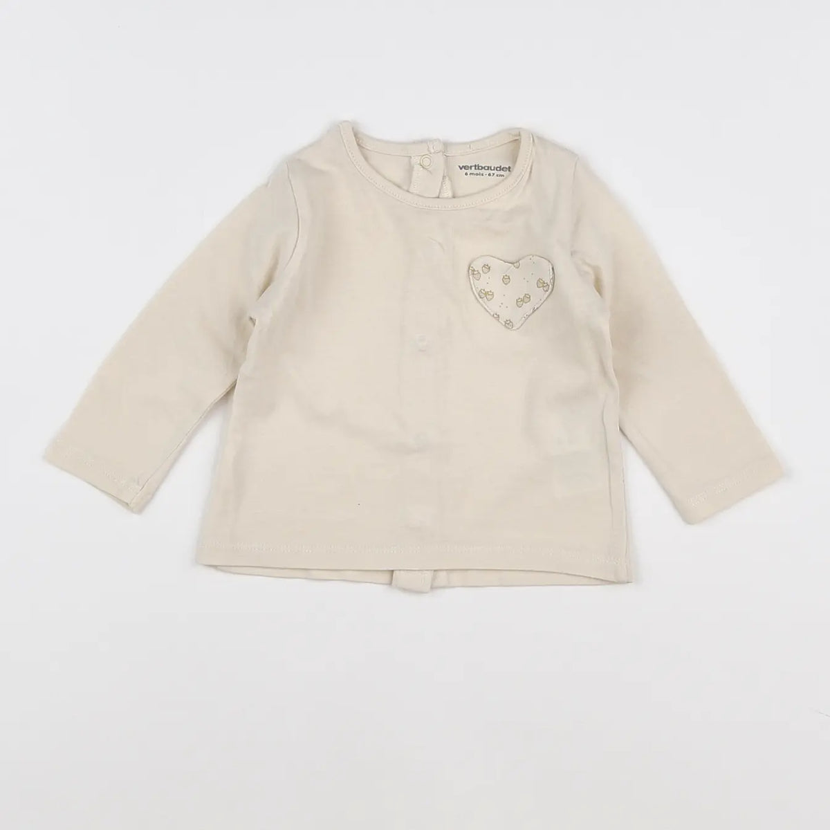 Vertbaudet - tee-shirt beige - 6 mois