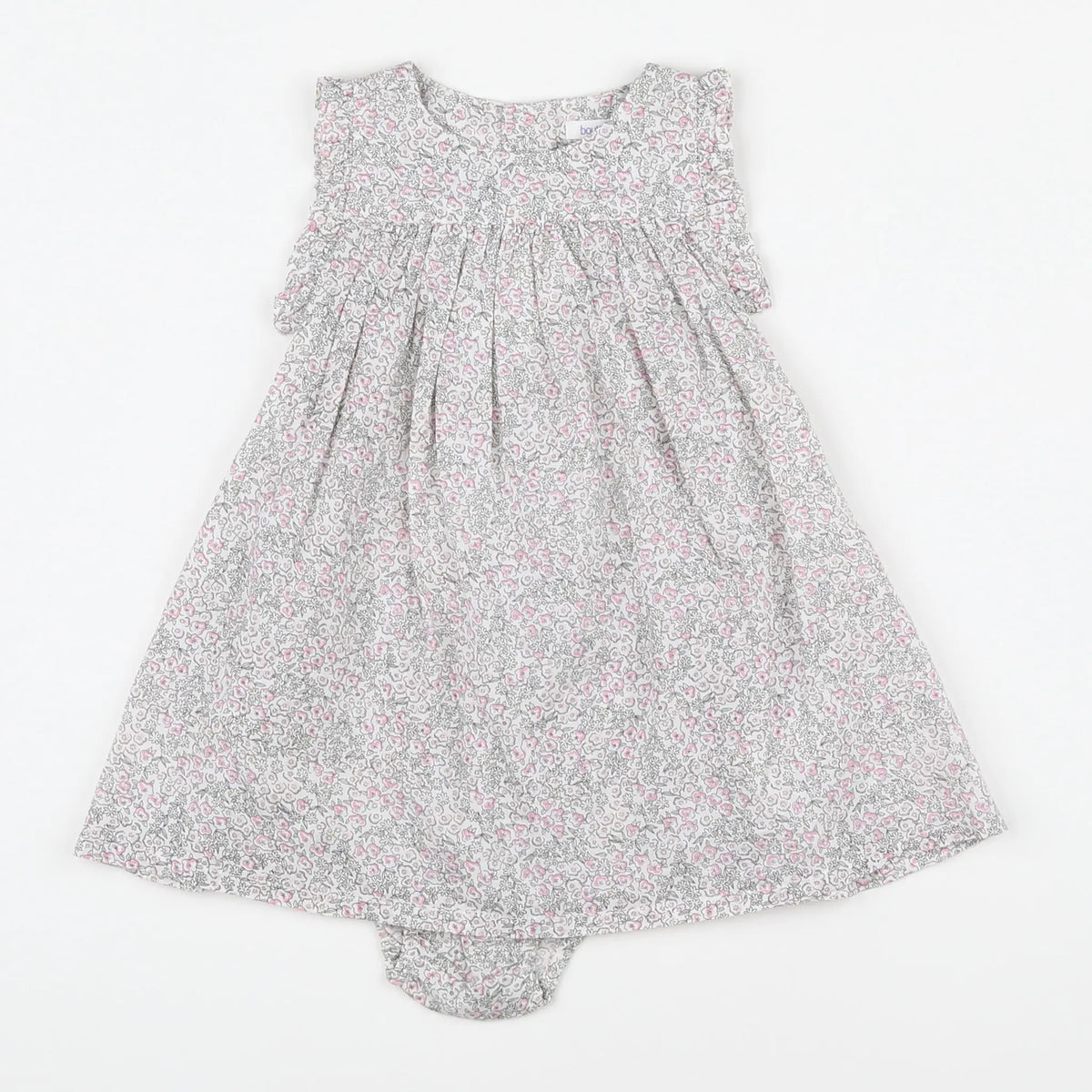 Boutchou - robe gris, rose (neuf) - 6 mois