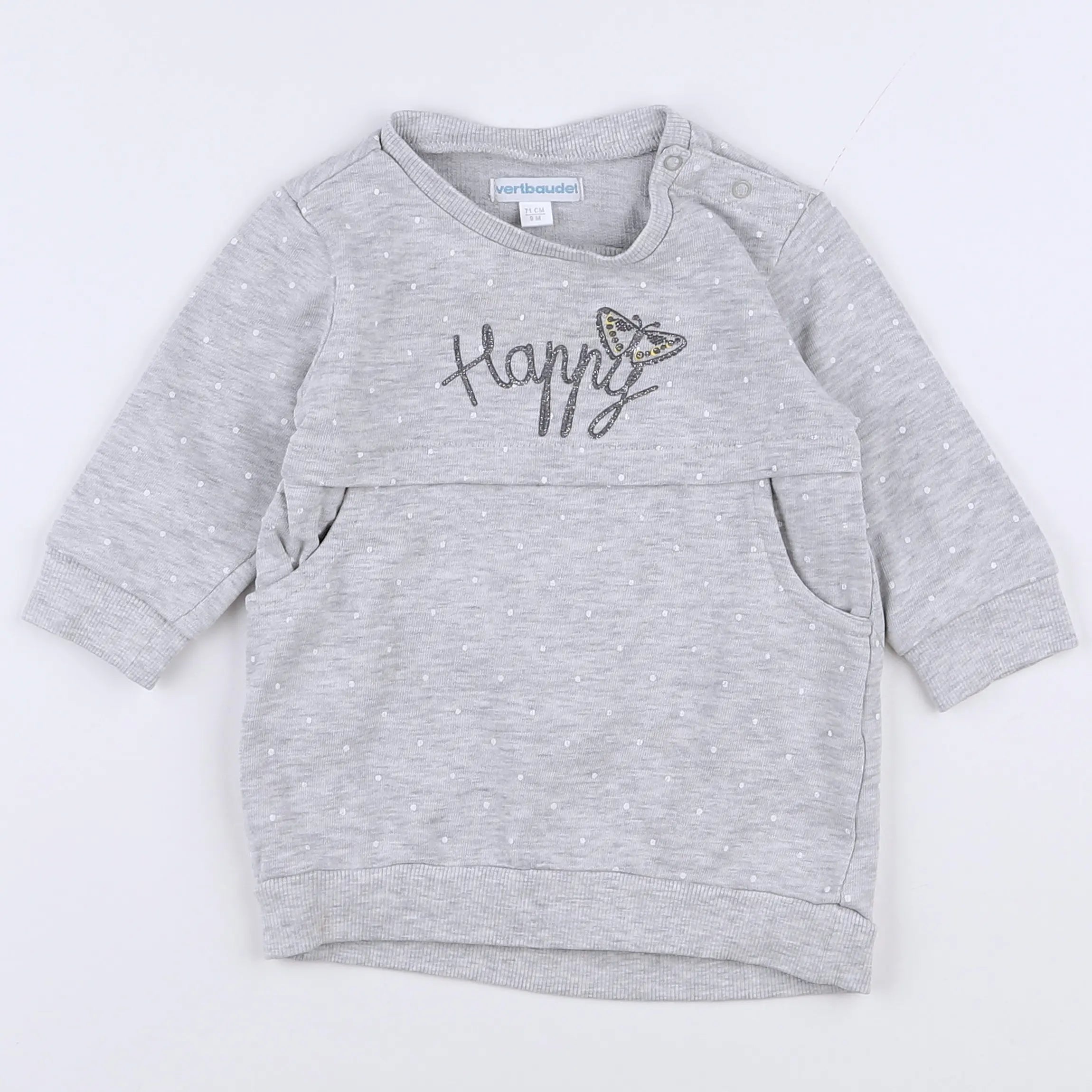 Vertbaudet - robe gris - 9 mois