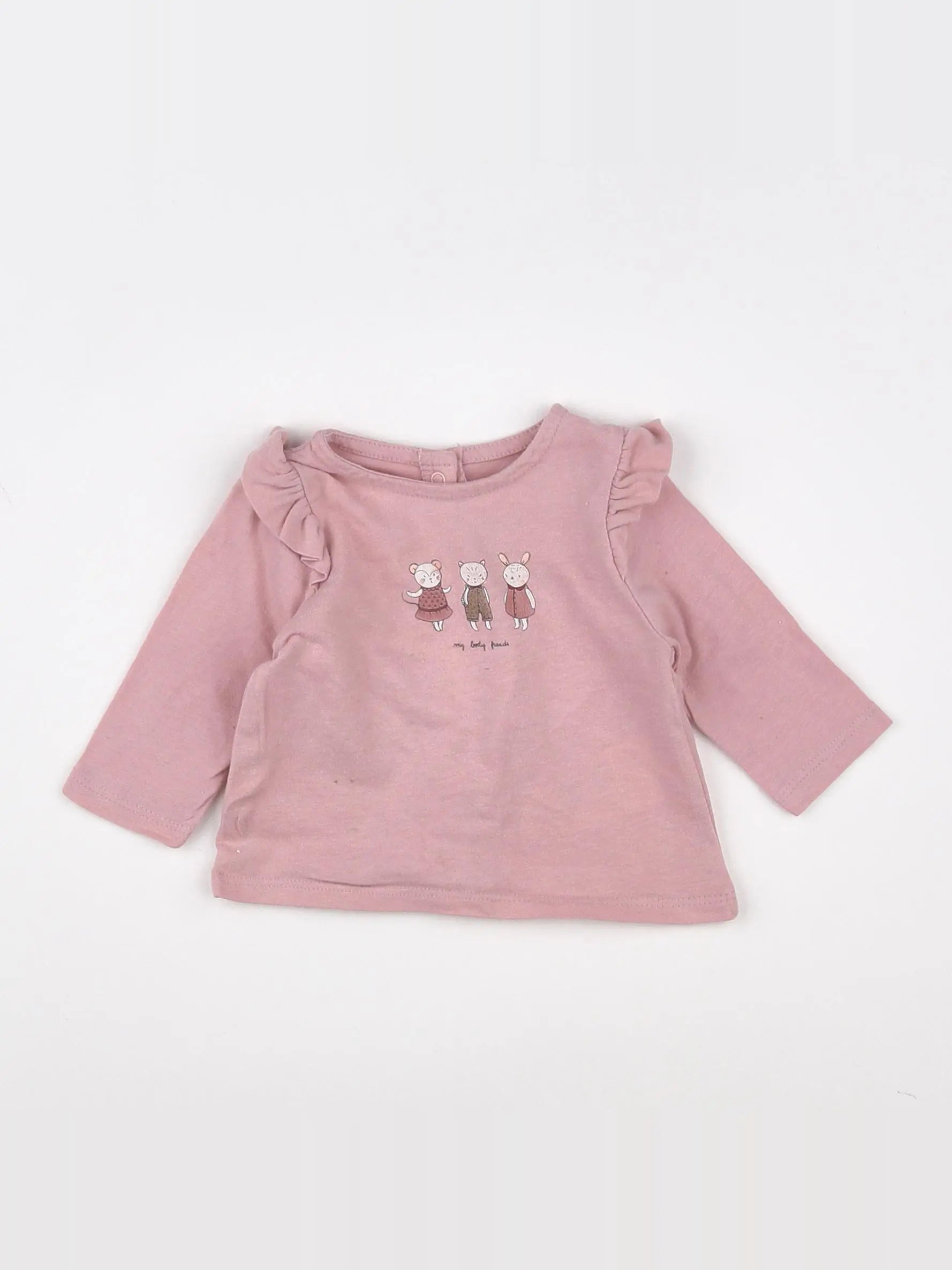 Vertbaudet - tee-shirt rose - 1 mois