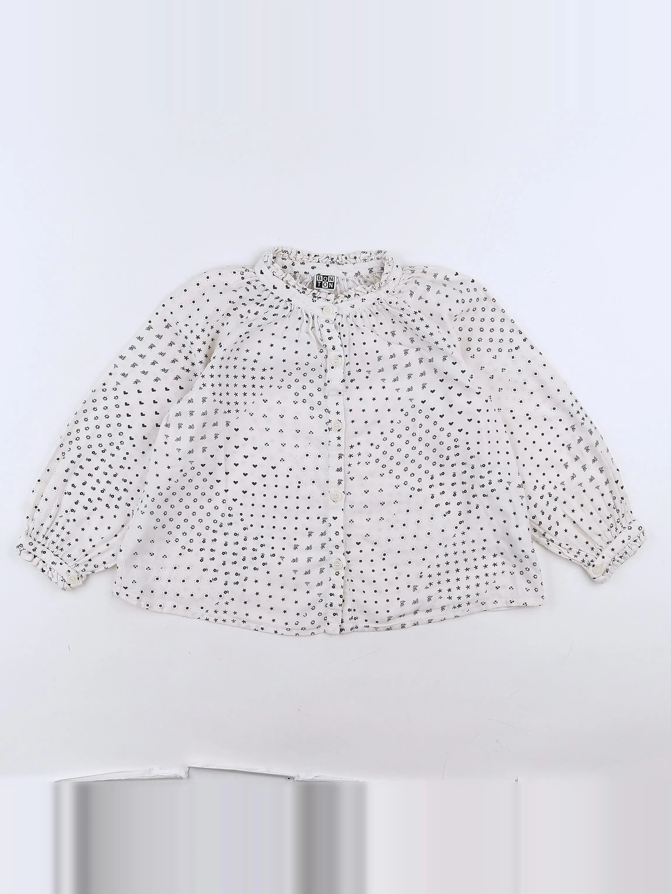 Bonton - blouse blanc, gris - 6 ans