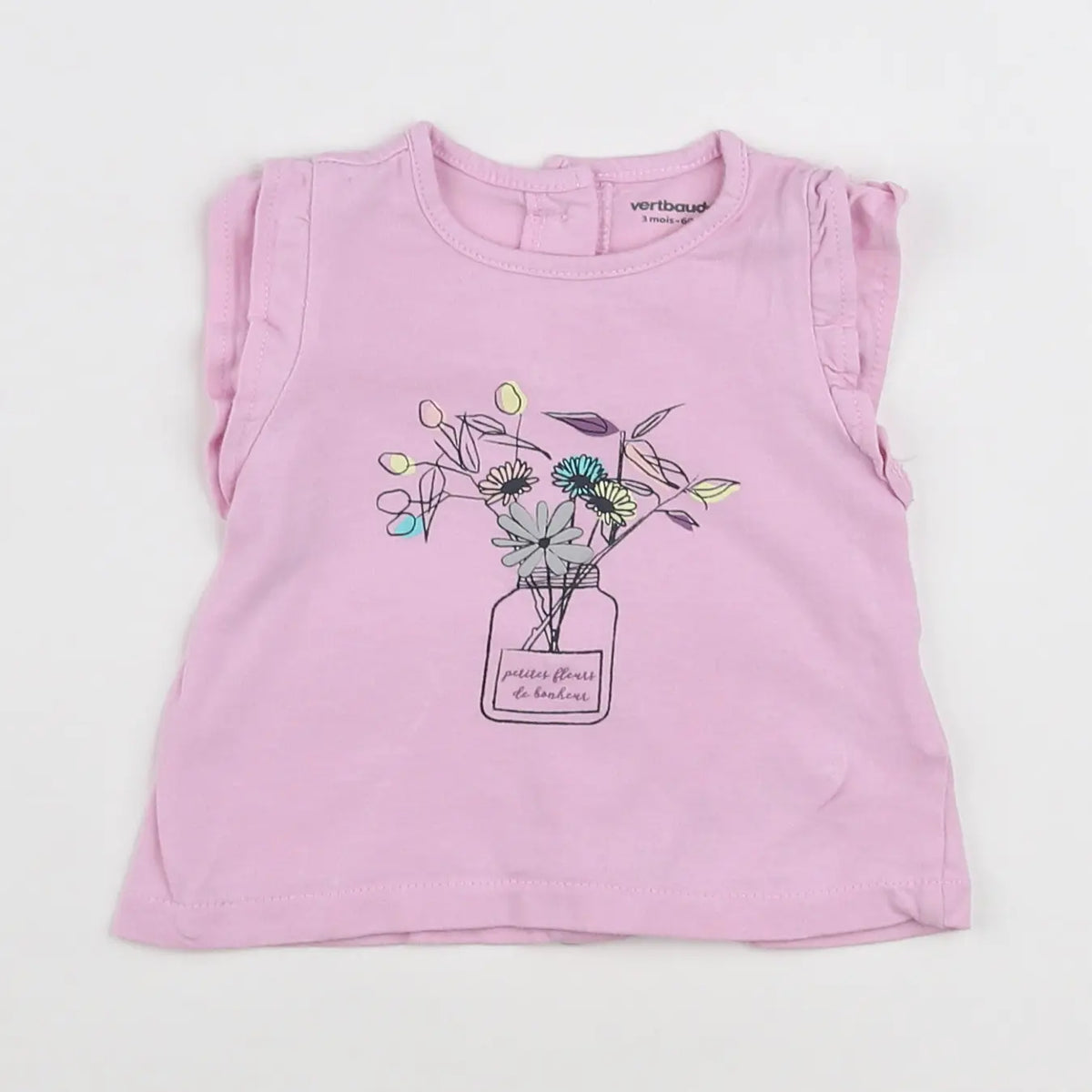 Vertbaudet - tee-shirt rose - 3 mois