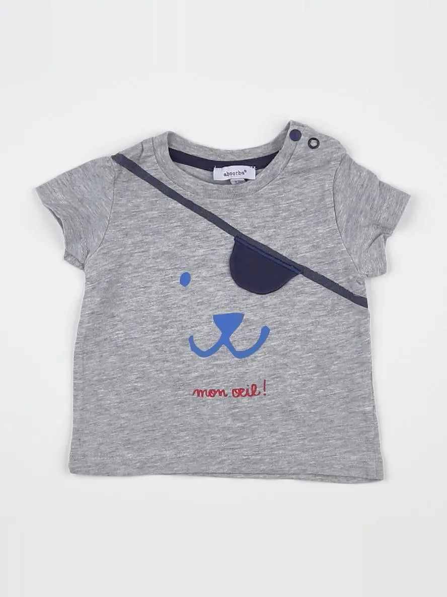 Absorba - tee-shirt gris, bleu - 3 mois
