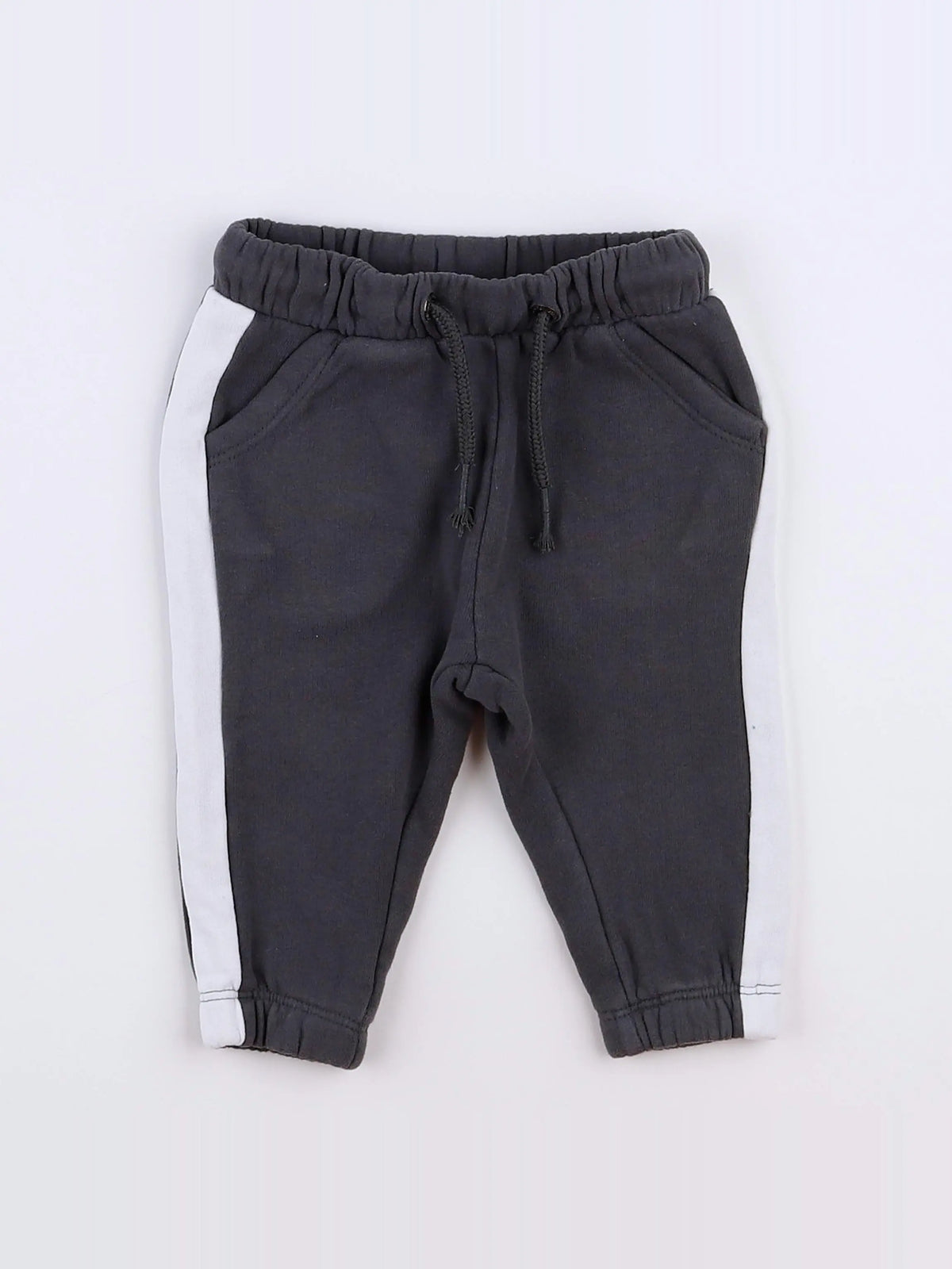 Vertbaudet - jogging gris, blanc - 9 mois