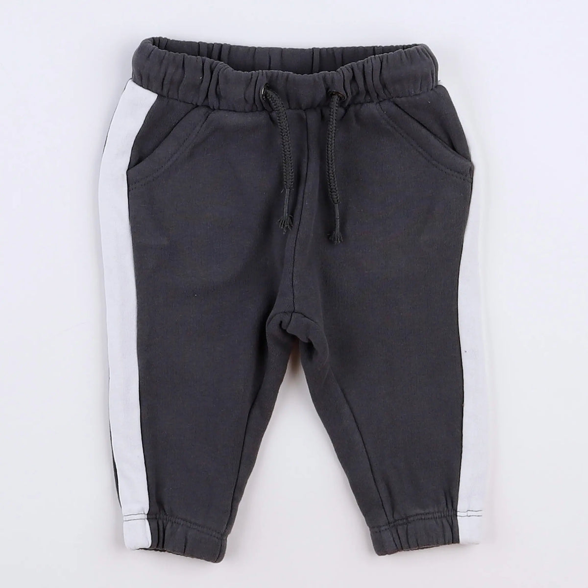 Vertbaudet - jogging gris, blanc - 9 mois