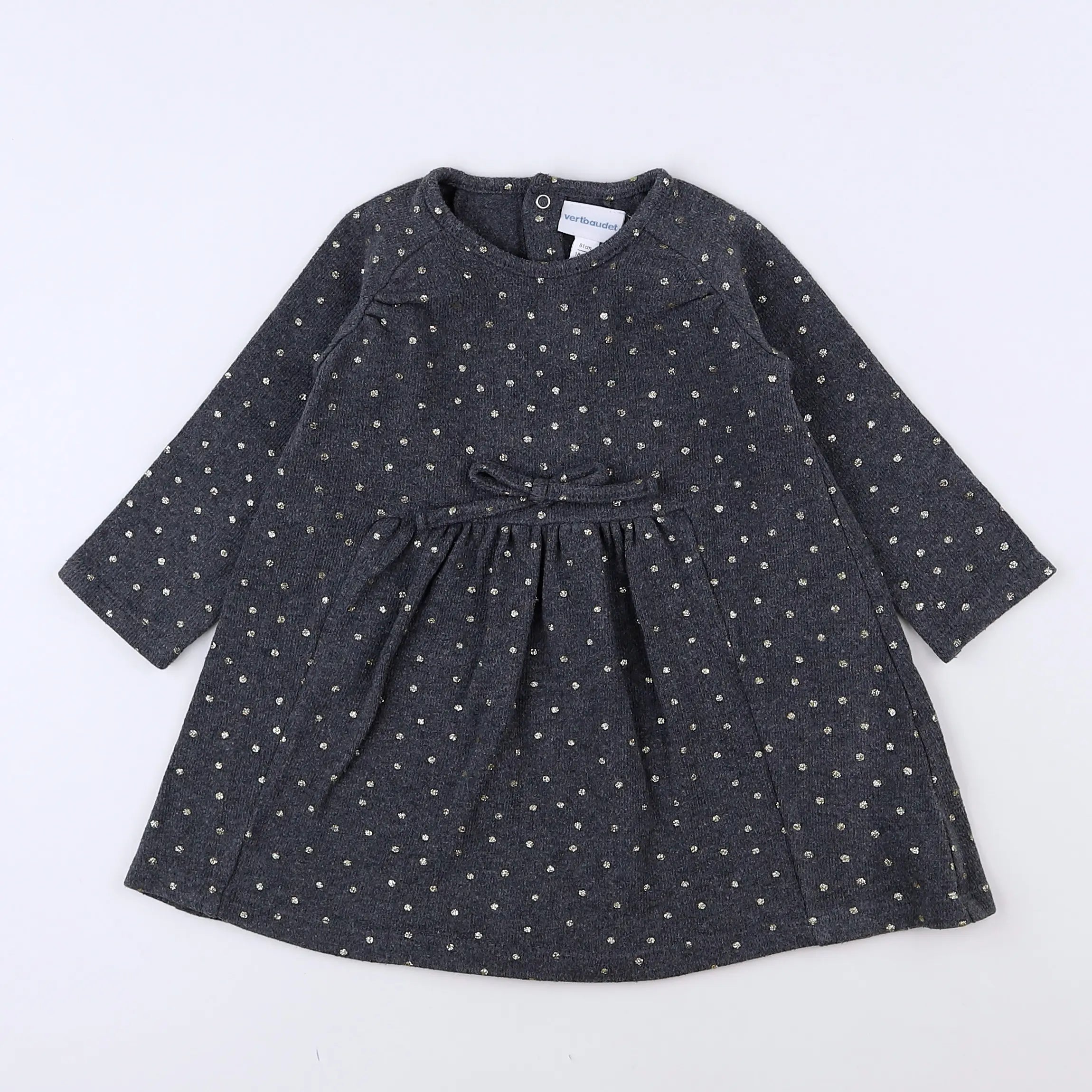 Vertbaudet - robe gris, or - 18 mois