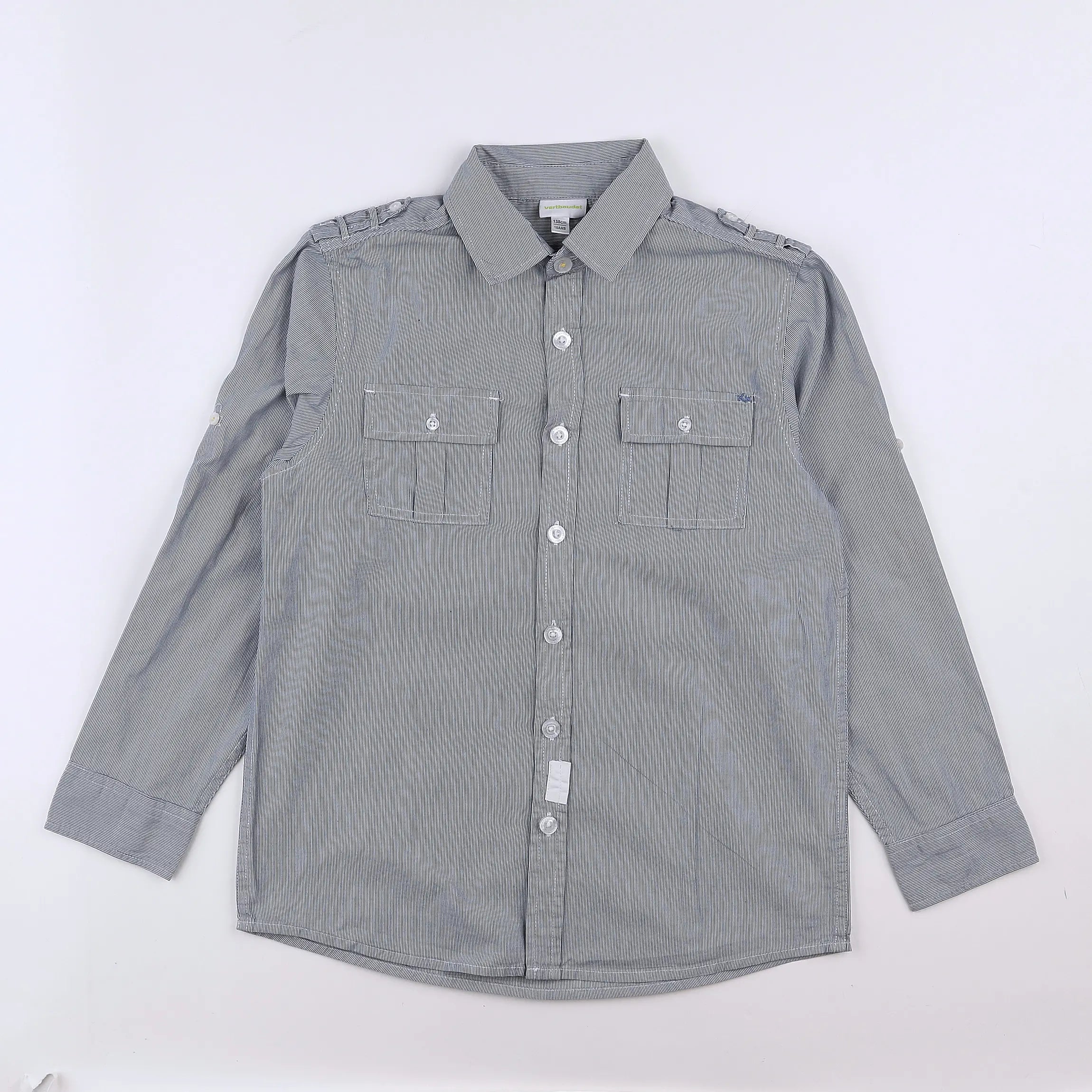 Vertbaudet - chemise blanc, bleu - 10 ans