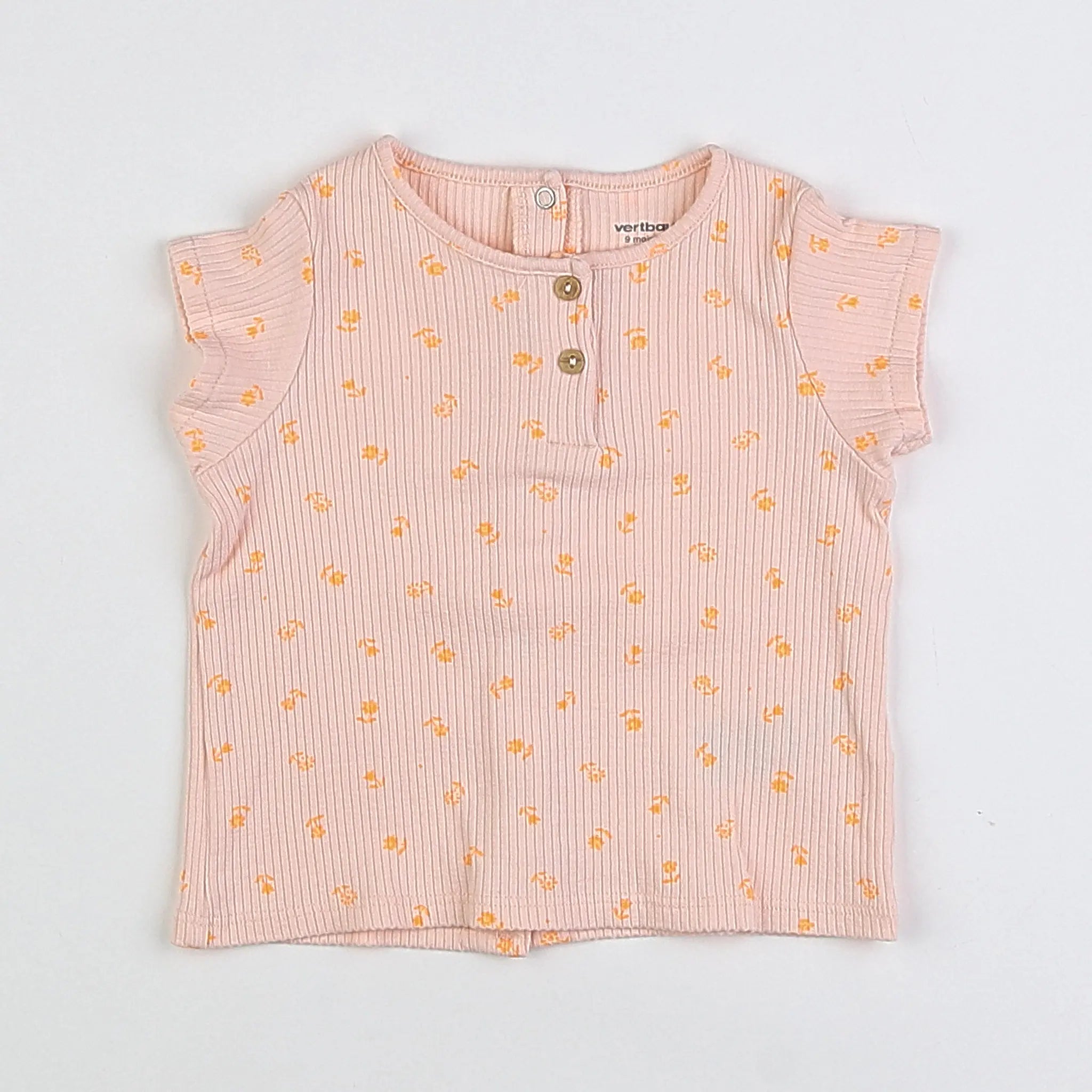 Vertbaudet - tee-shirt rose, orange - 9 mois