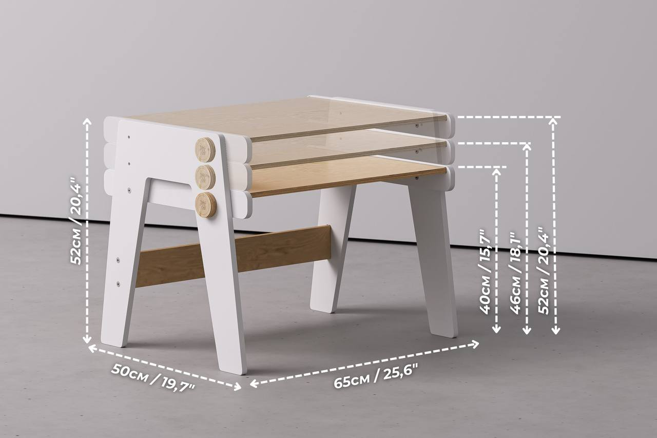 Ensemble - table et chaise évolutives pour jeunes enfants - blanche