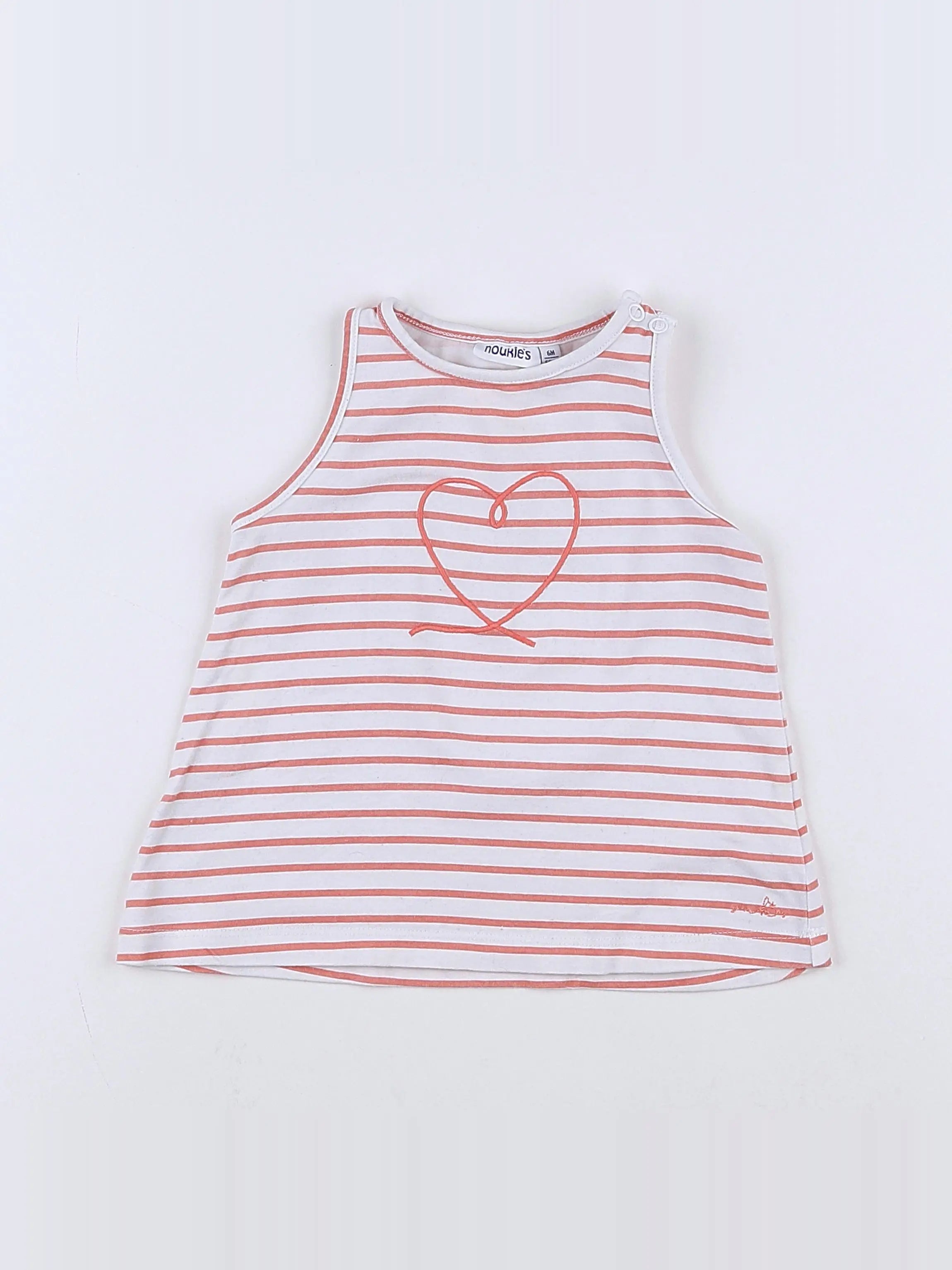 Noukie's - débardeur blanc, rose - 6 mois